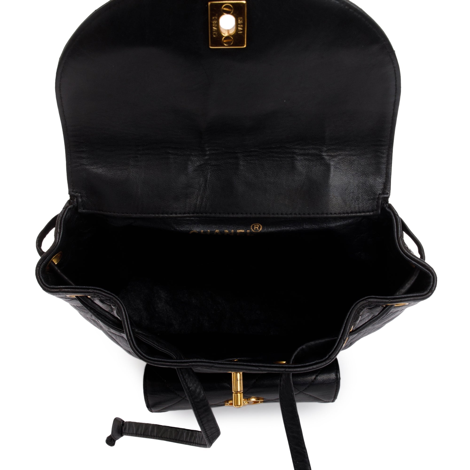 Chanel Vintage Black Quilted Lambskin Mini Duma Backpack