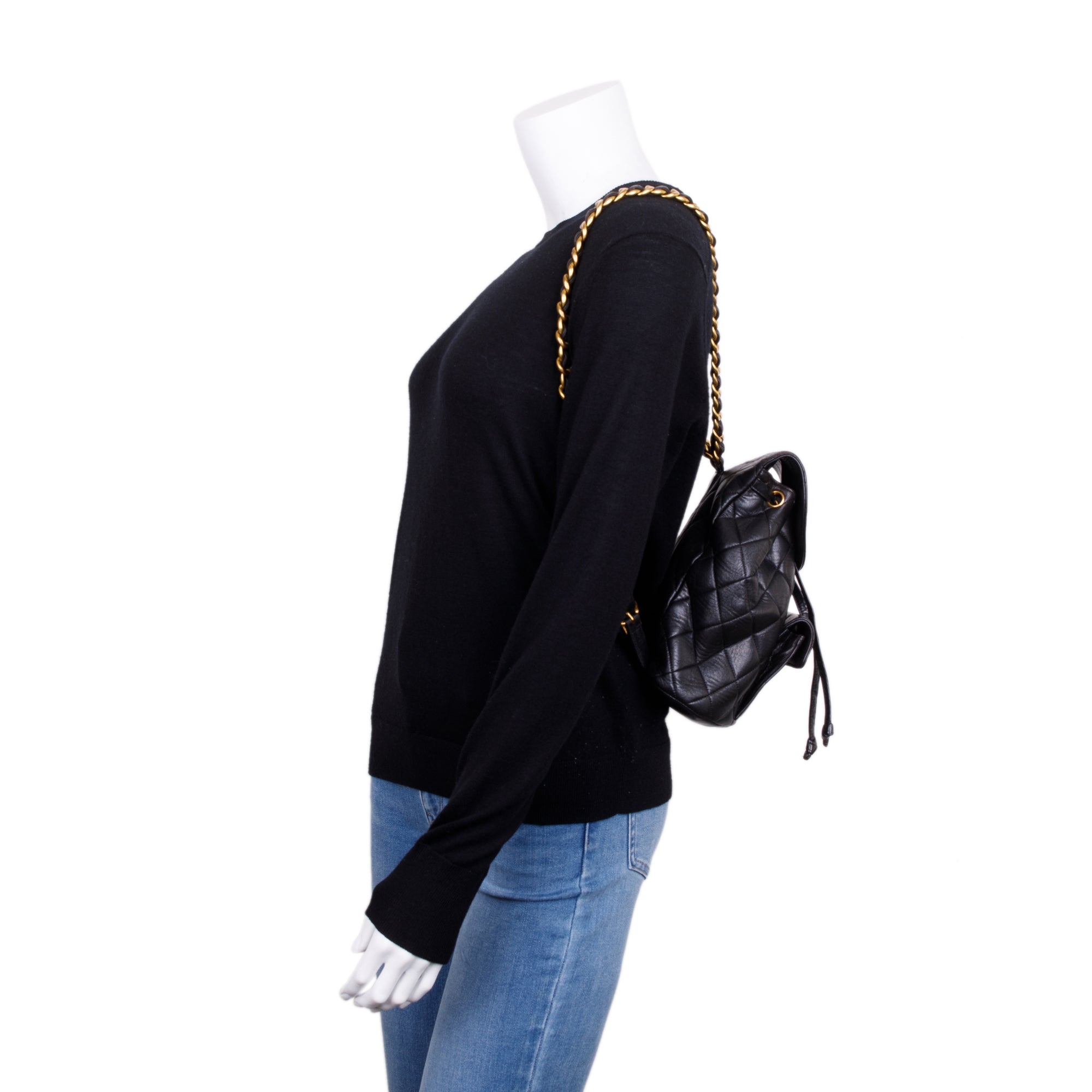 Chanel Vintage Black Quilted Lambskin Mini Duma Backpack