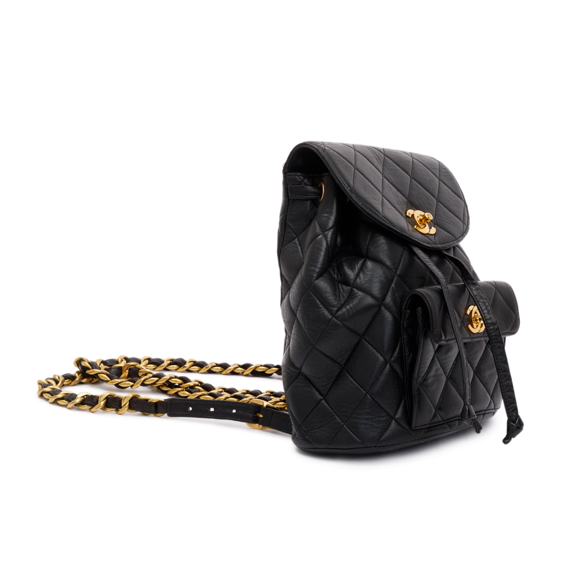 Chanel Vintage Black Quilted Lambskin Mini Duma Backpack