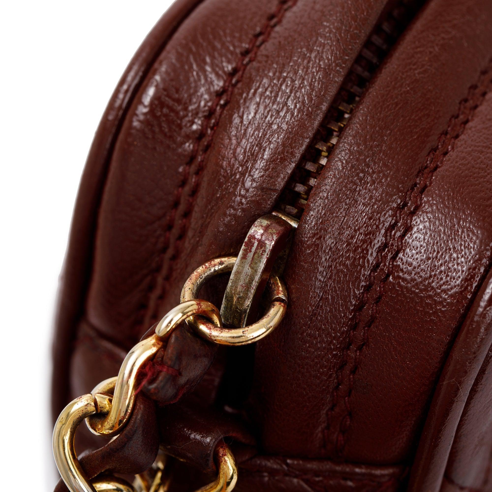 Chanel Vintage Burgundy Quilted Calfskin Leather Tassel Camera Bag