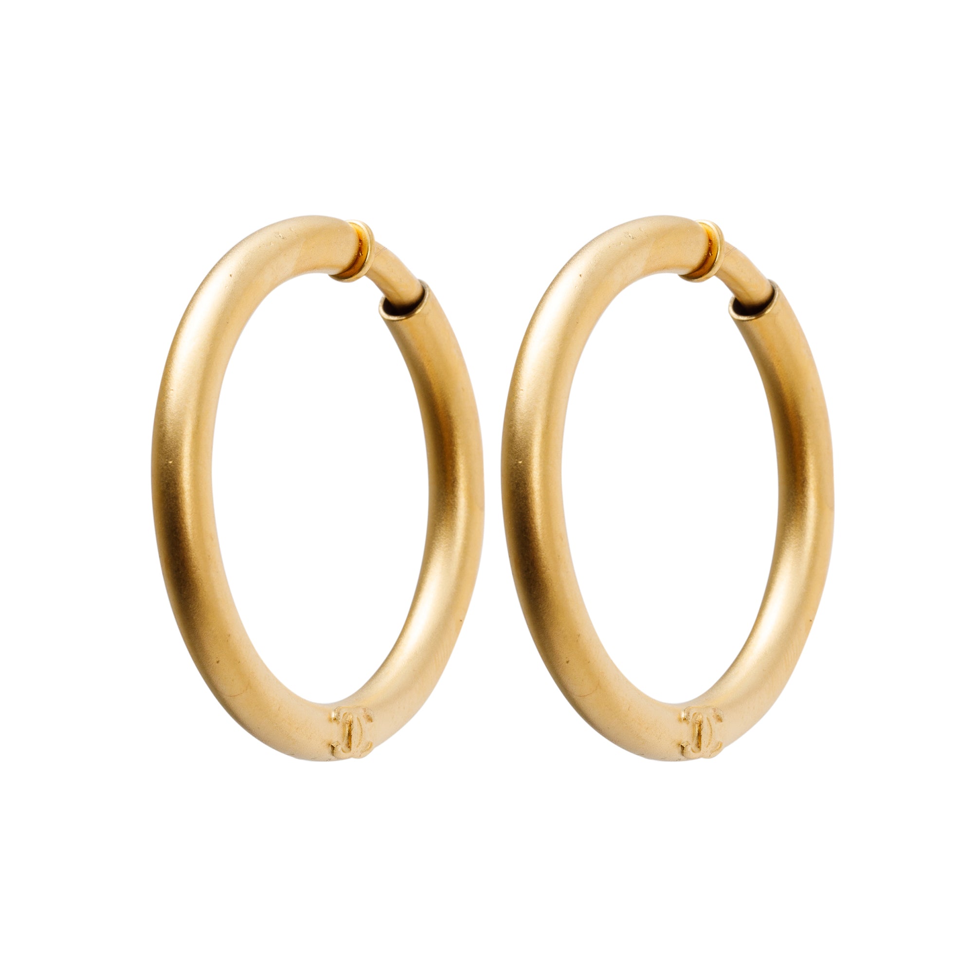 Chanel Vintage CC Hoop Clip On Earrings w/ Box