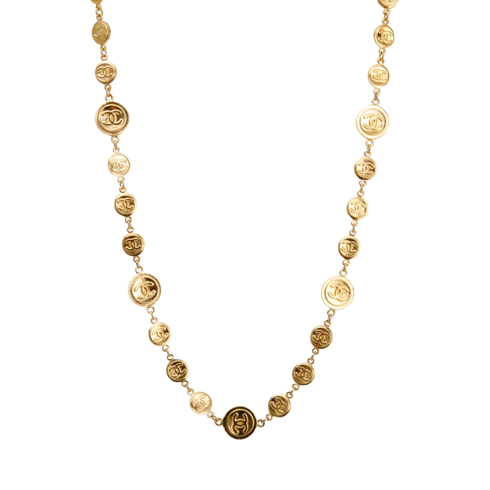 Chanel Vintage CC Medallion Station Long Necklace