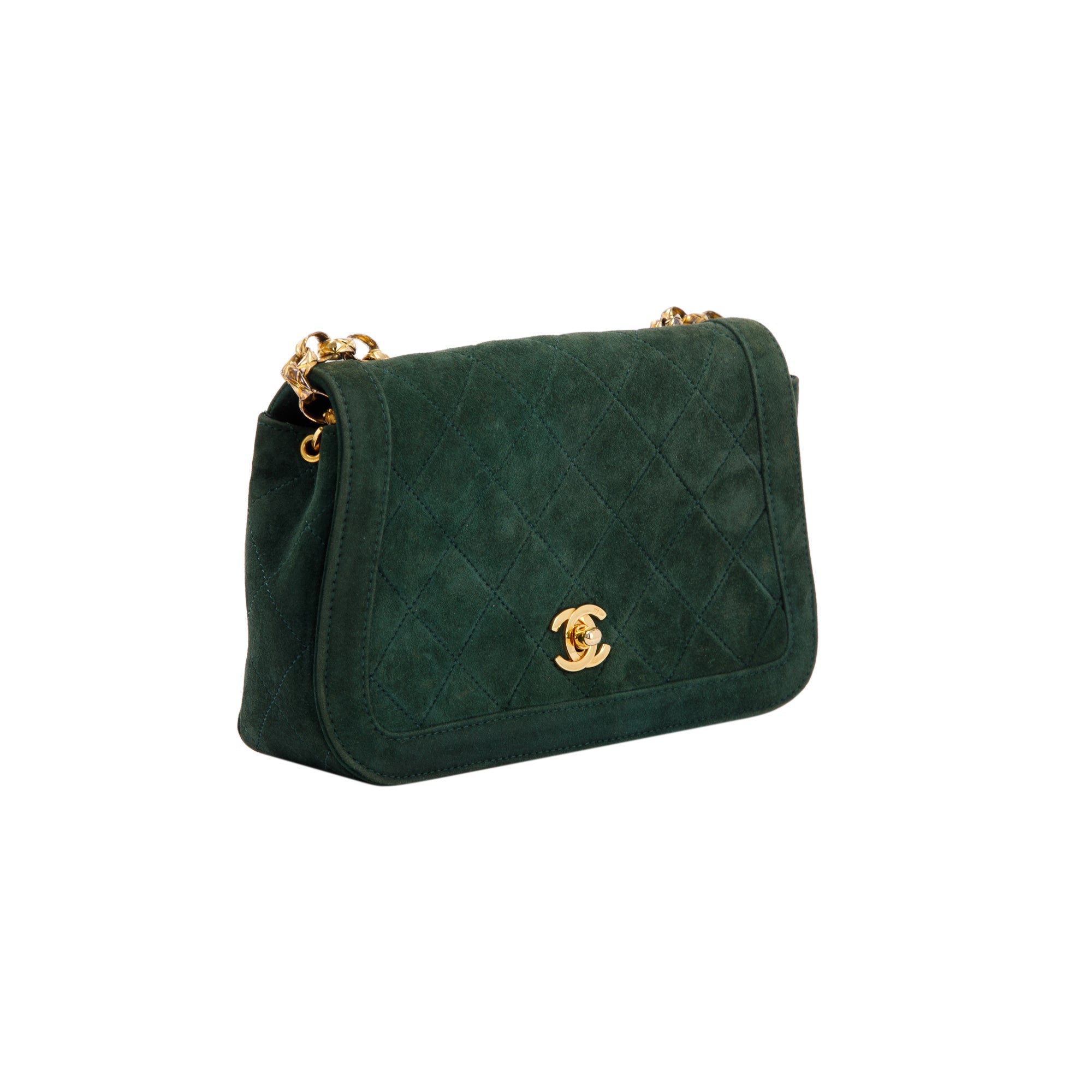 Chanel Vintage CC Suede Bijoux Chain Flap Bag w/ Authenticity Card