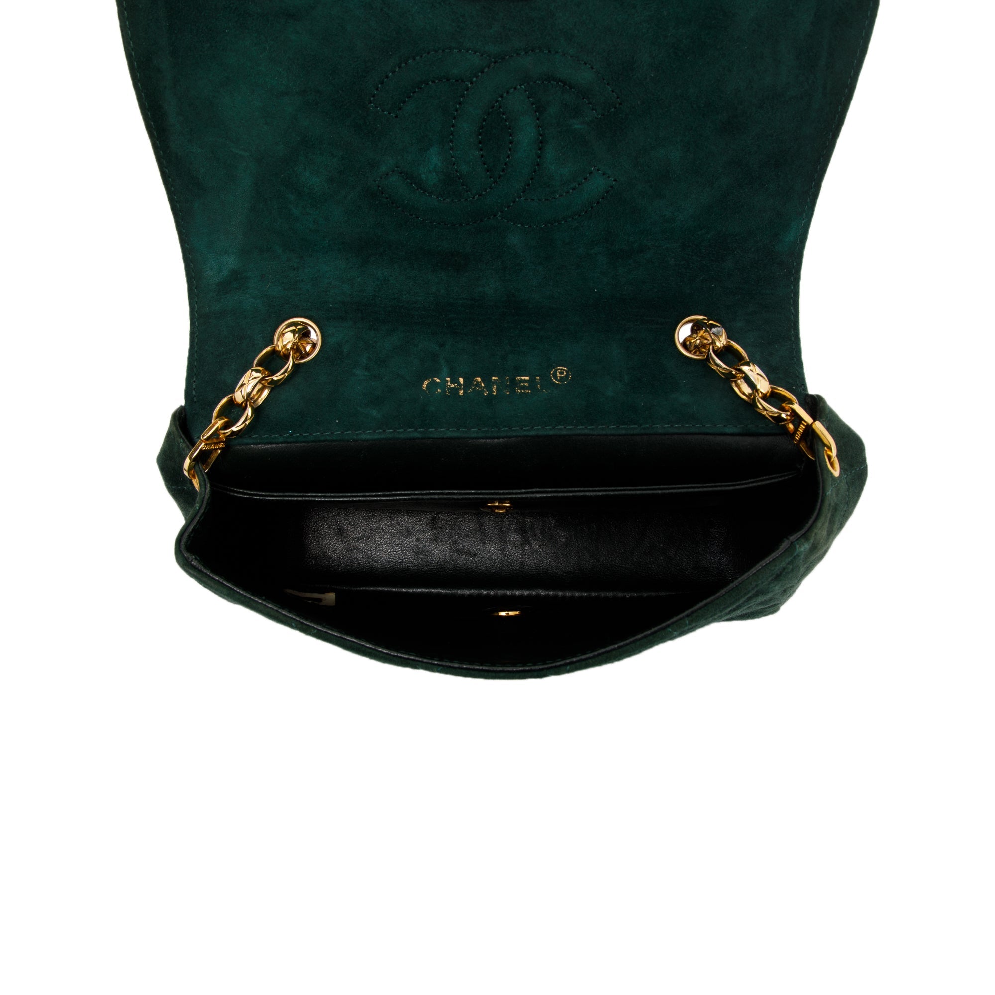 Chanel Vintage CC Suede Bijoux Chain Flap Bag w/ Authenticity Card