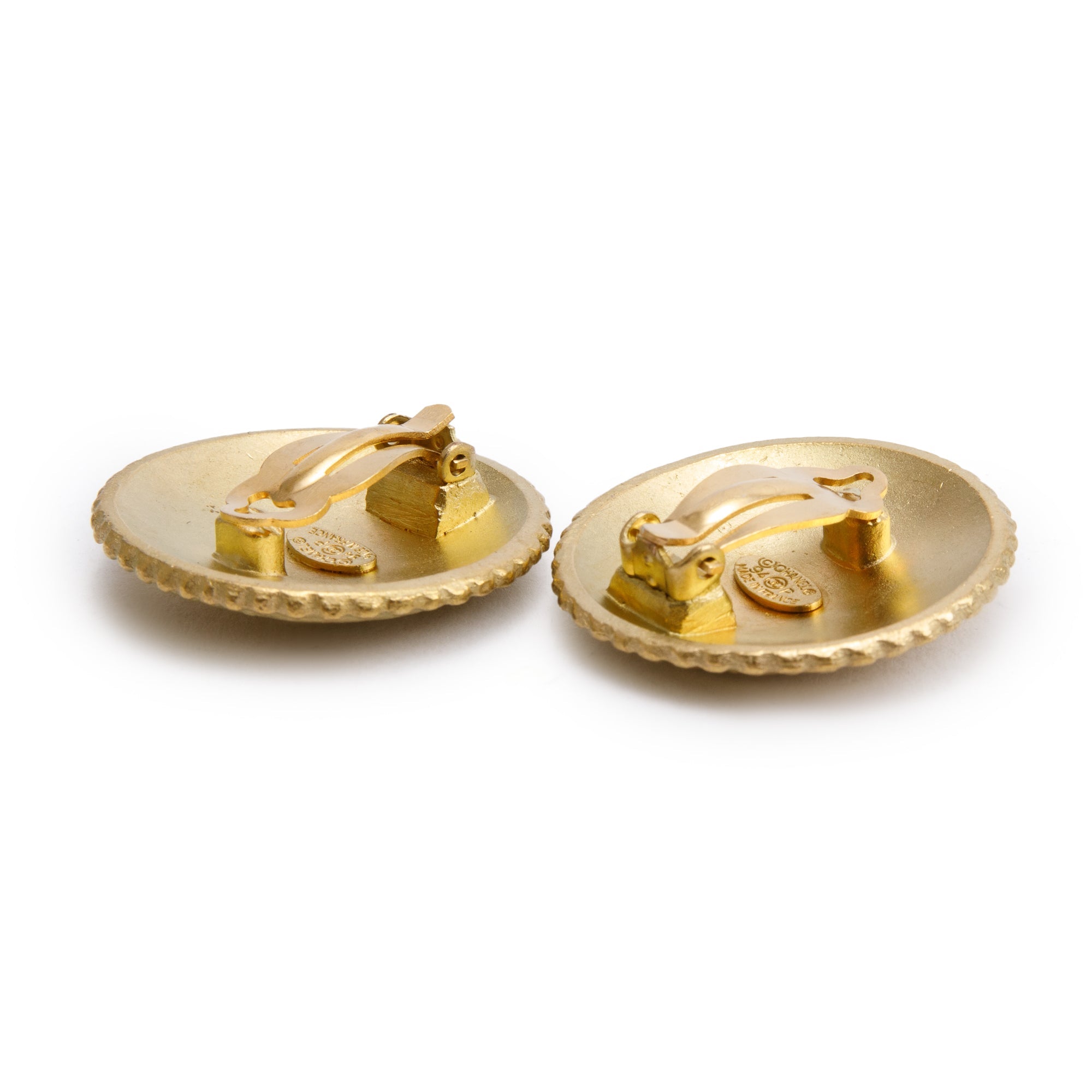 Chanel Vintage Gold Plated Coco Chanel Clip-On Earrings