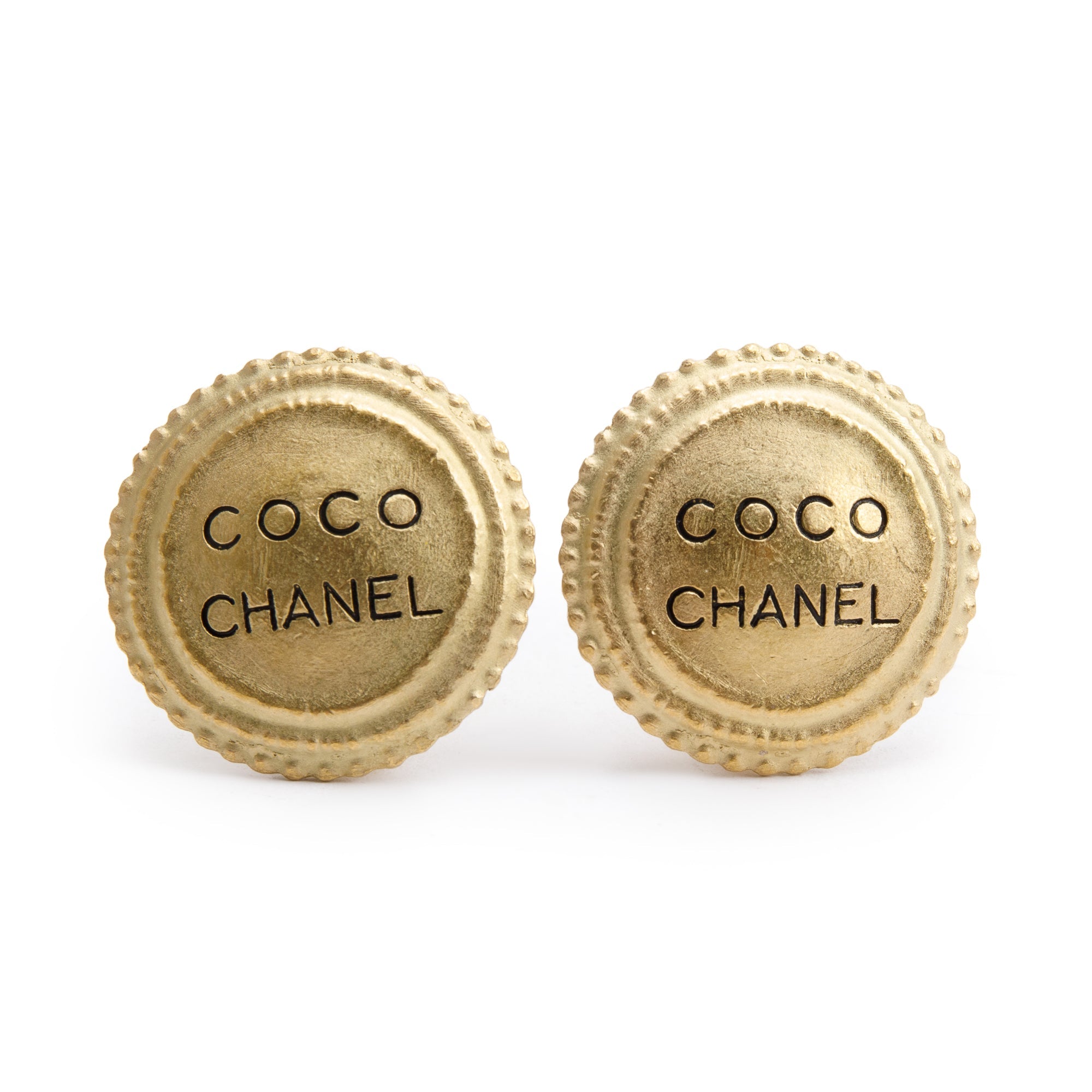 Chanel Vintage Gold Plated Coco Chanel Clip-On Earrings