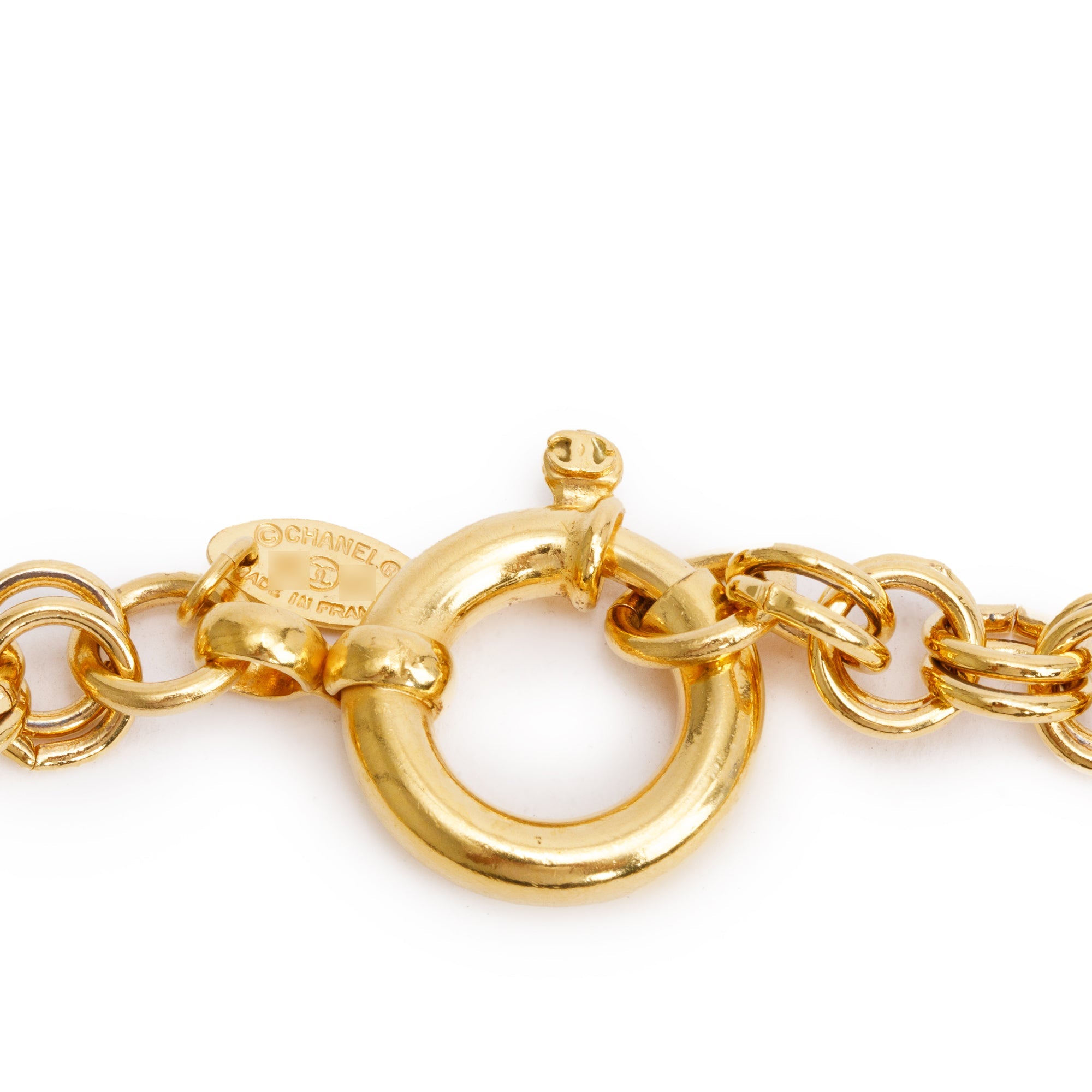 Chanel Vintage Gold-Plated Round CC Pendant Necklace w/ Box