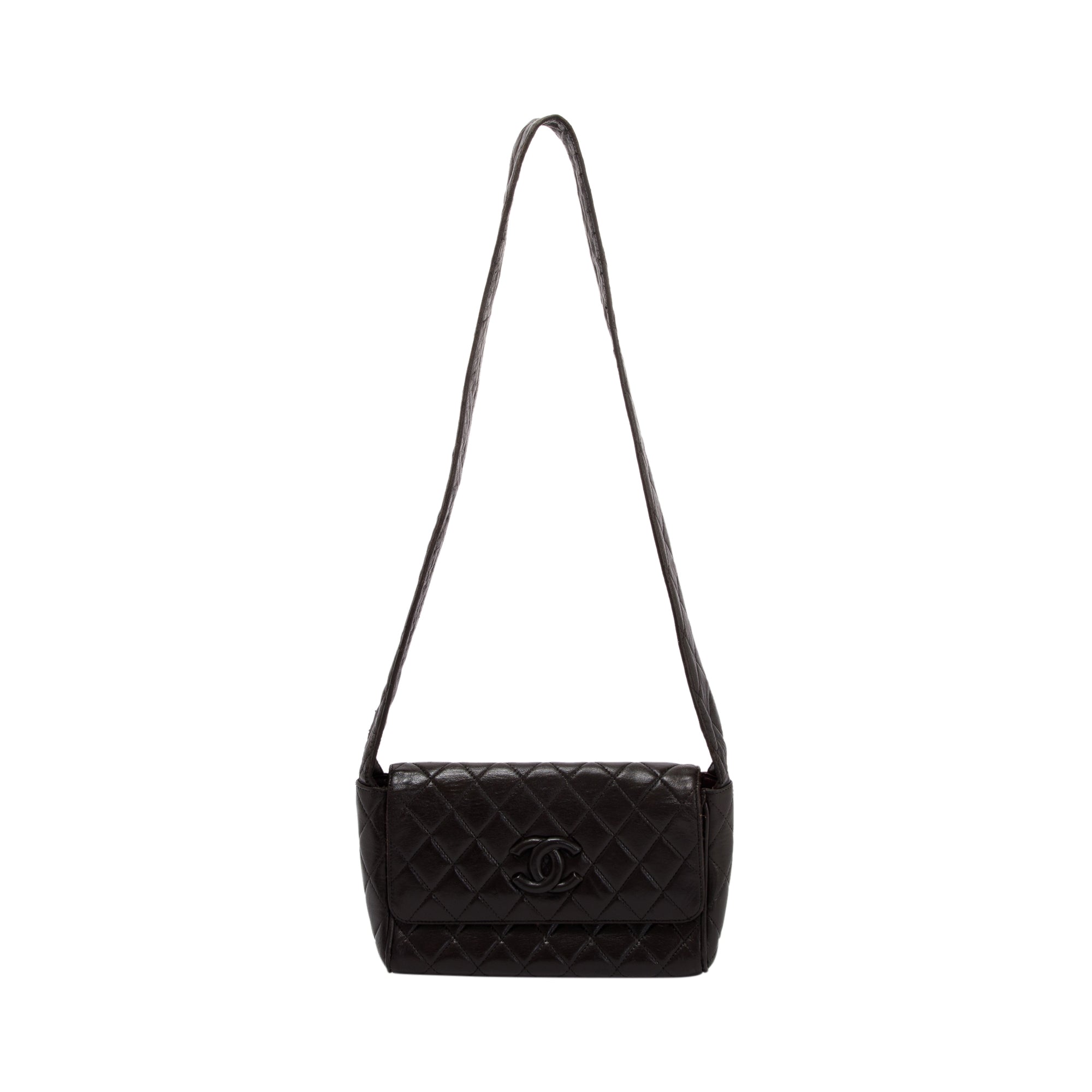 Chanel Classic Flap Rare 1991 Vintage Quilted Black Lambskin Shoulder Bag