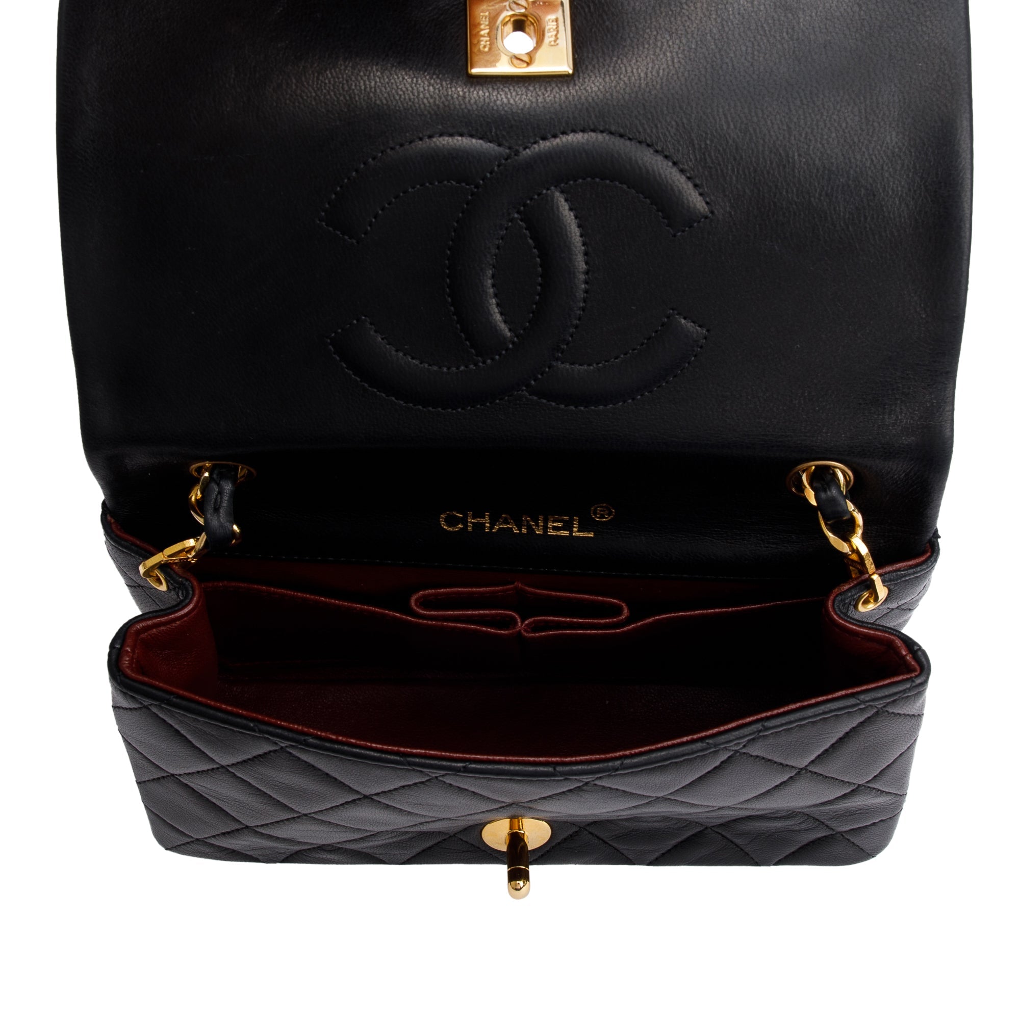 Chanel Vintage Quilted Lambskin Mini Rectangular Full Flap Bag w/ Box & Authenticity Card