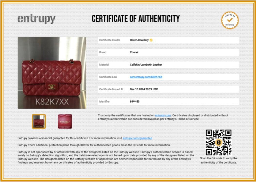 Chanel Vintage Red Quilted Lambskin Leather Classic Medium Double Flap Bag w/ Box & Authenticity Card