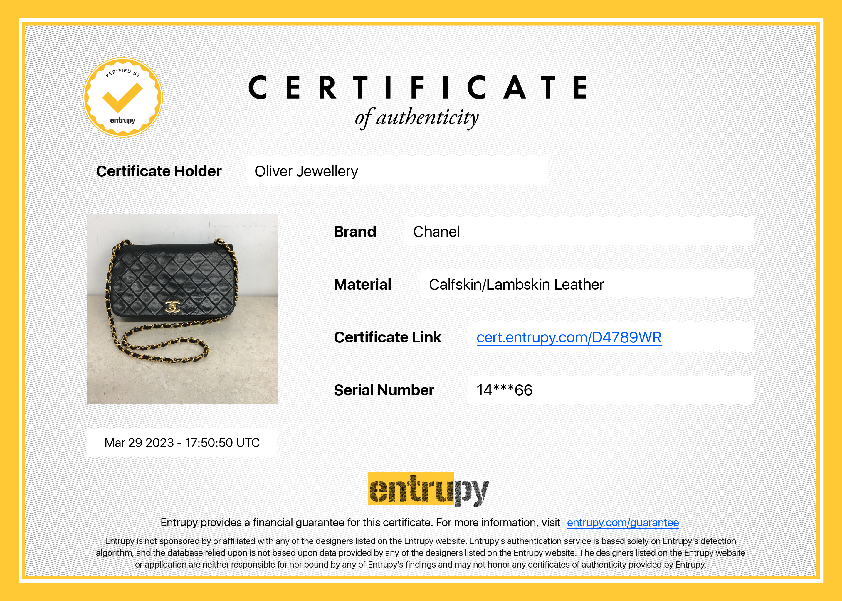Chanel Vintage Small Quilted Flap Bag w/ Authenticity Card