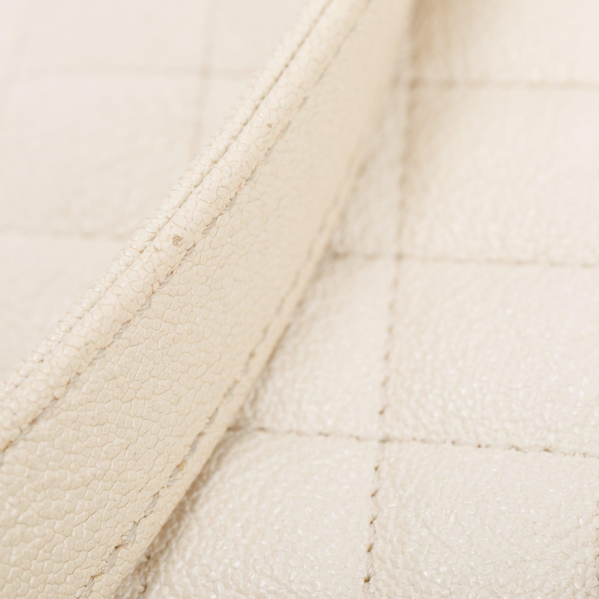 Chanel White Calfskin Leather Medium Boy Bag w/ Authenticity Card