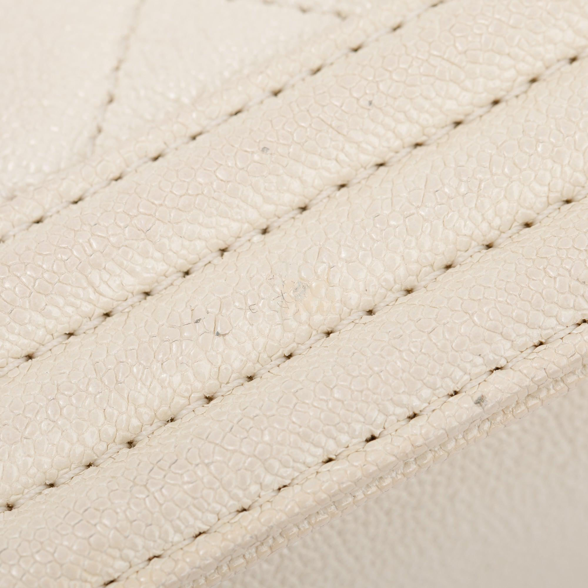 Chanel White Calfskin Leather Medium Boy Bag w/ Authenticity Card