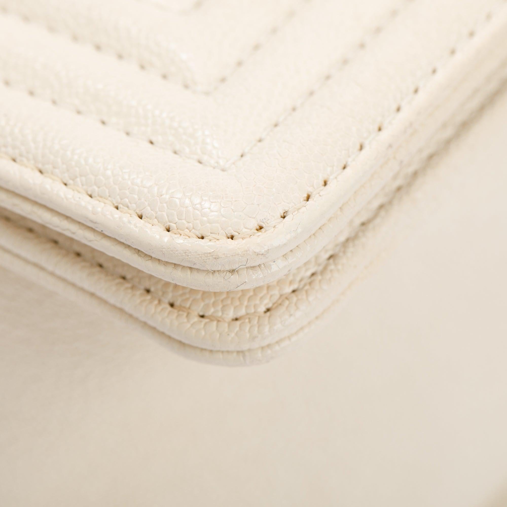 Chanel White Calfskin Leather Medium Boy Bag w/ Authenticity Card