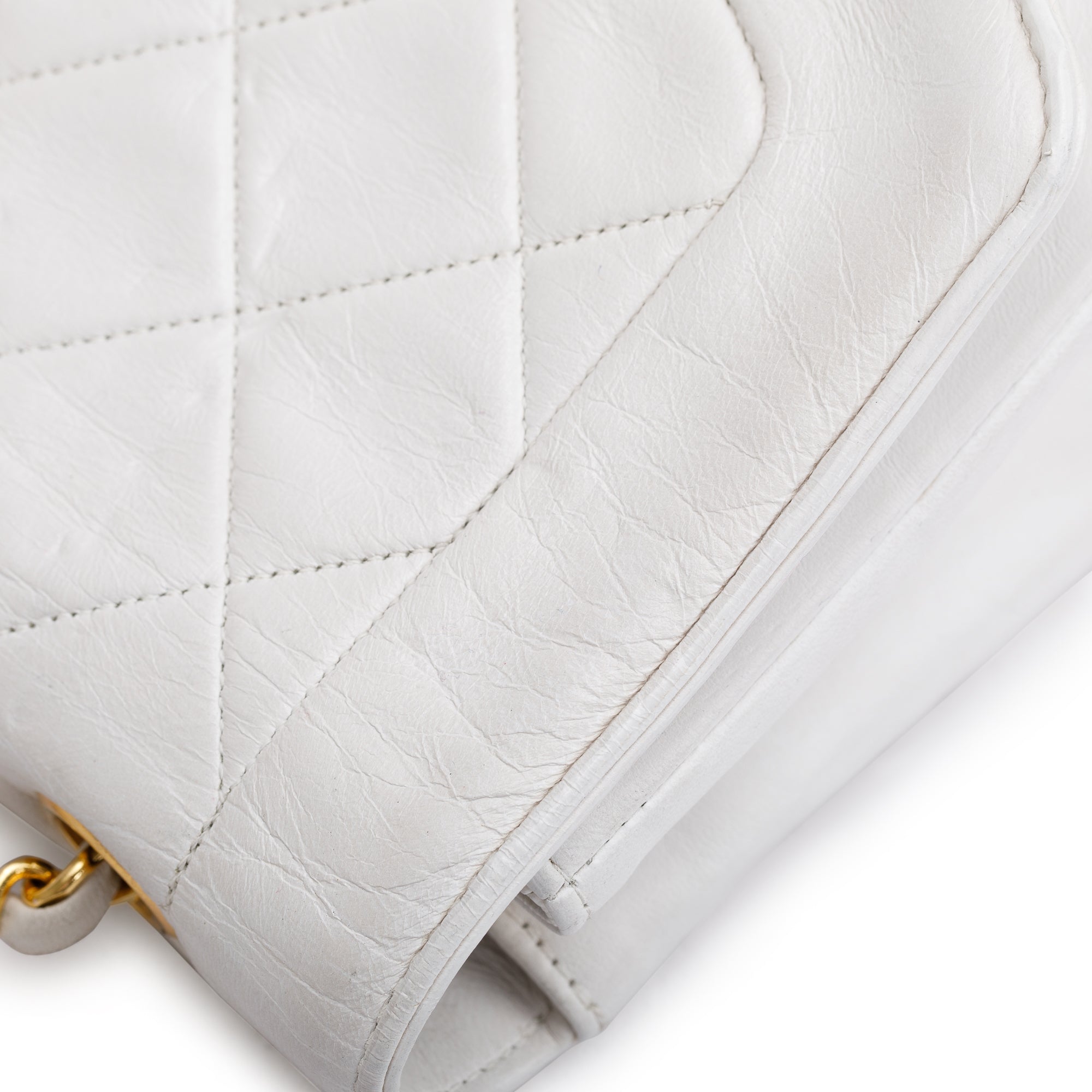 Chanel White Calfskin Leather Medium Diana Flap Bag w/ Authenticity Card