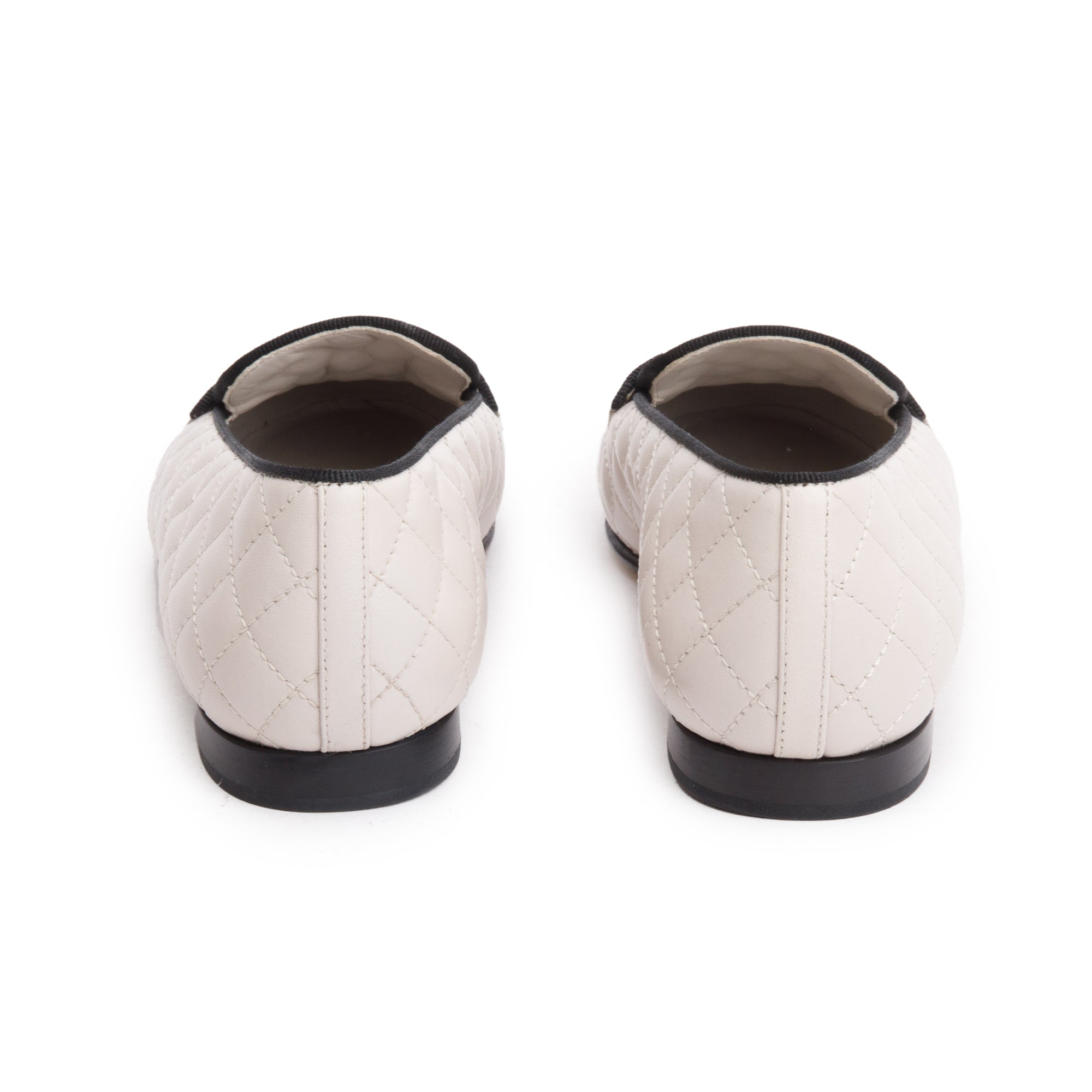 Chanel White Calfskin Leather Quilted CC Logo Loafer, Size 36 w/ Box