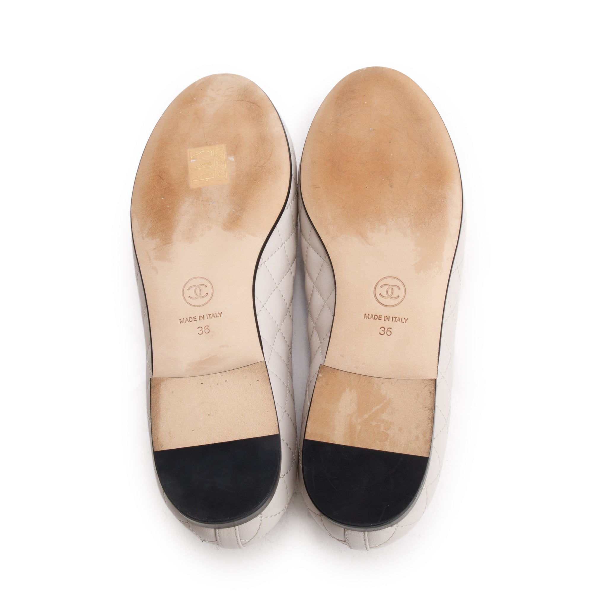 Chanel White Calfskin Leather Quilted CC Logo Loafer, Size 36 w/ Box