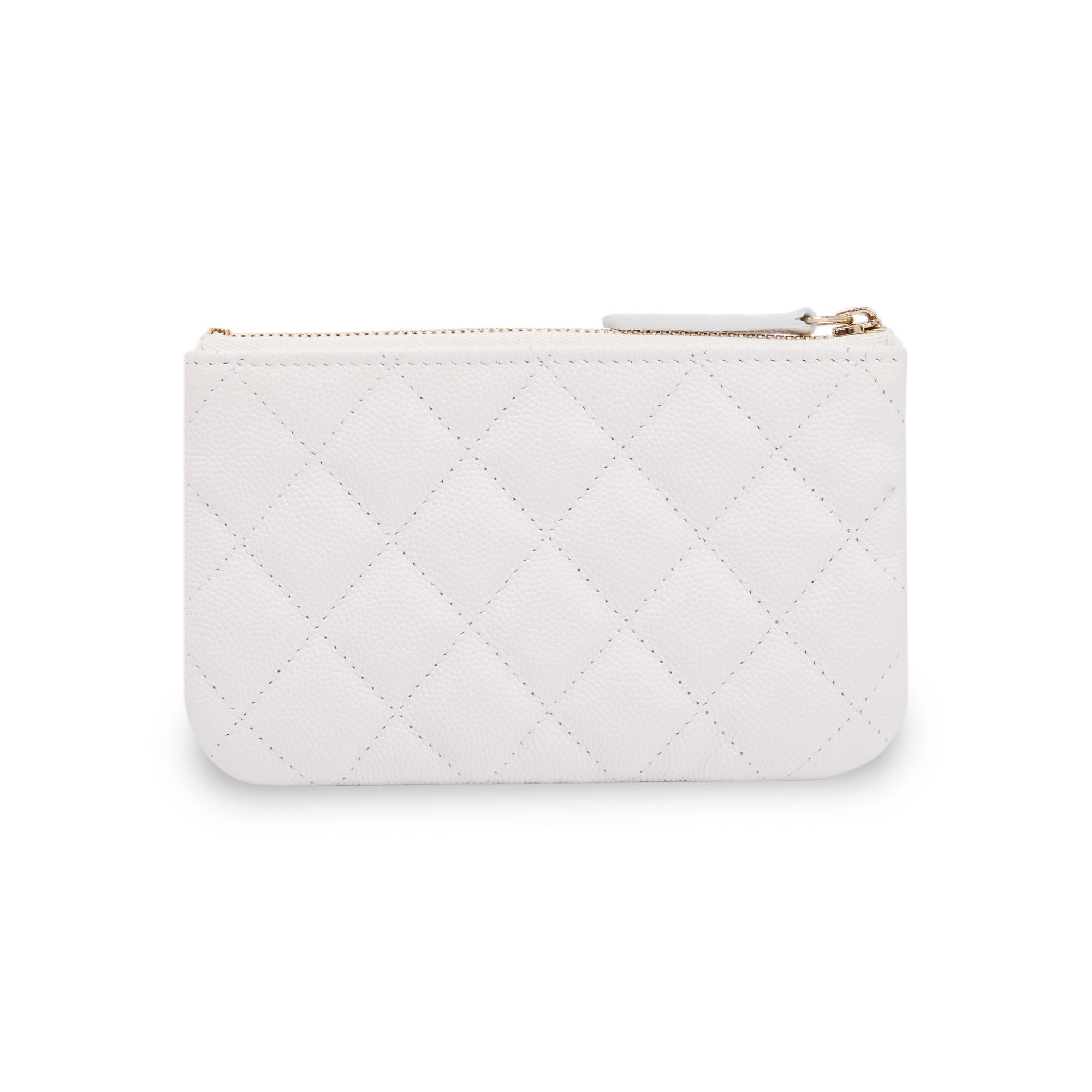 Chanel White Caviar Classic Mini O-Case Pouch w/ Box & Authenticity Card