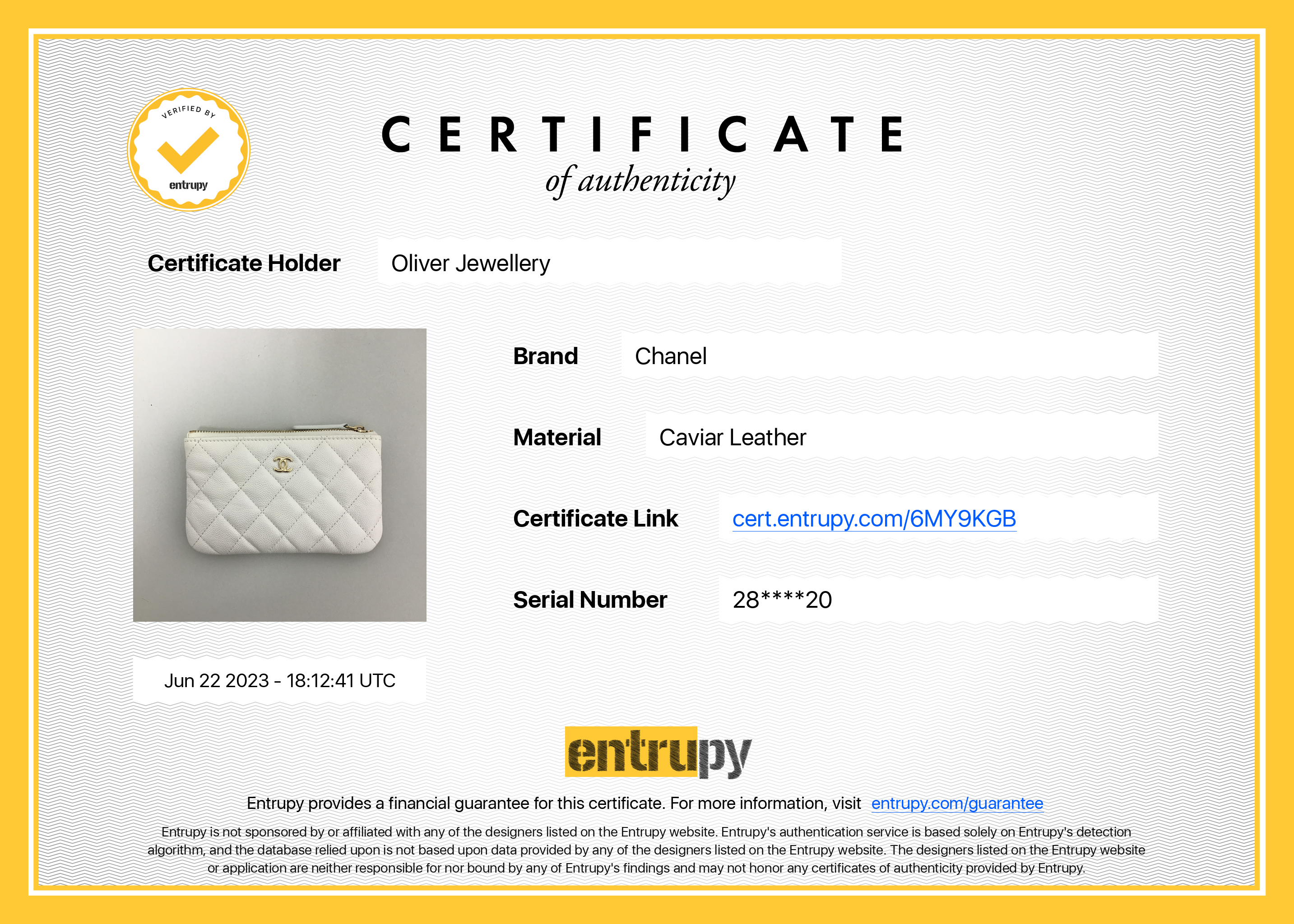 Chanel White Caviar Classic Mini O-Case Pouch w/ Box & Authenticity Card