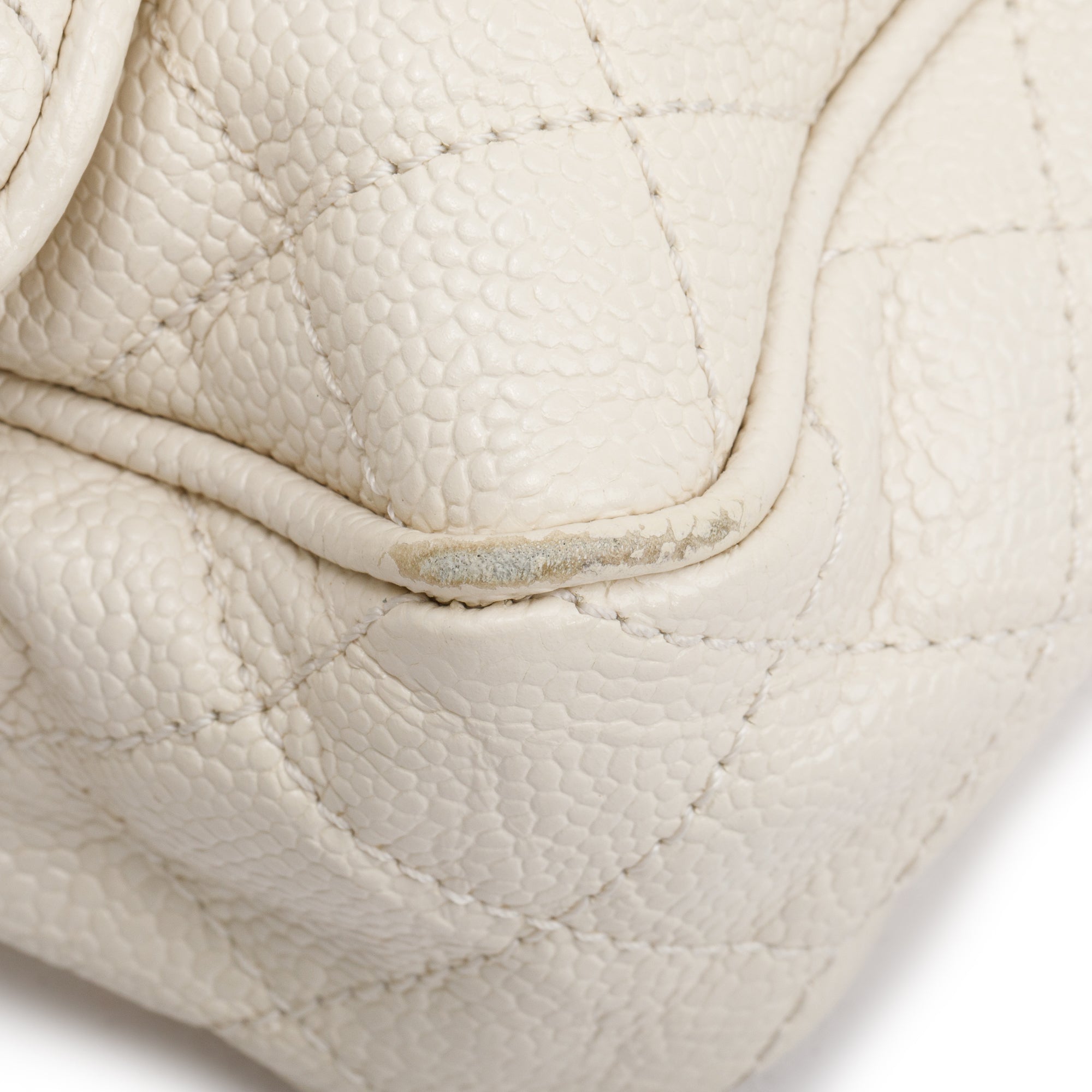 Chanel White Caviar Leather Medium Easy Flap Bag
