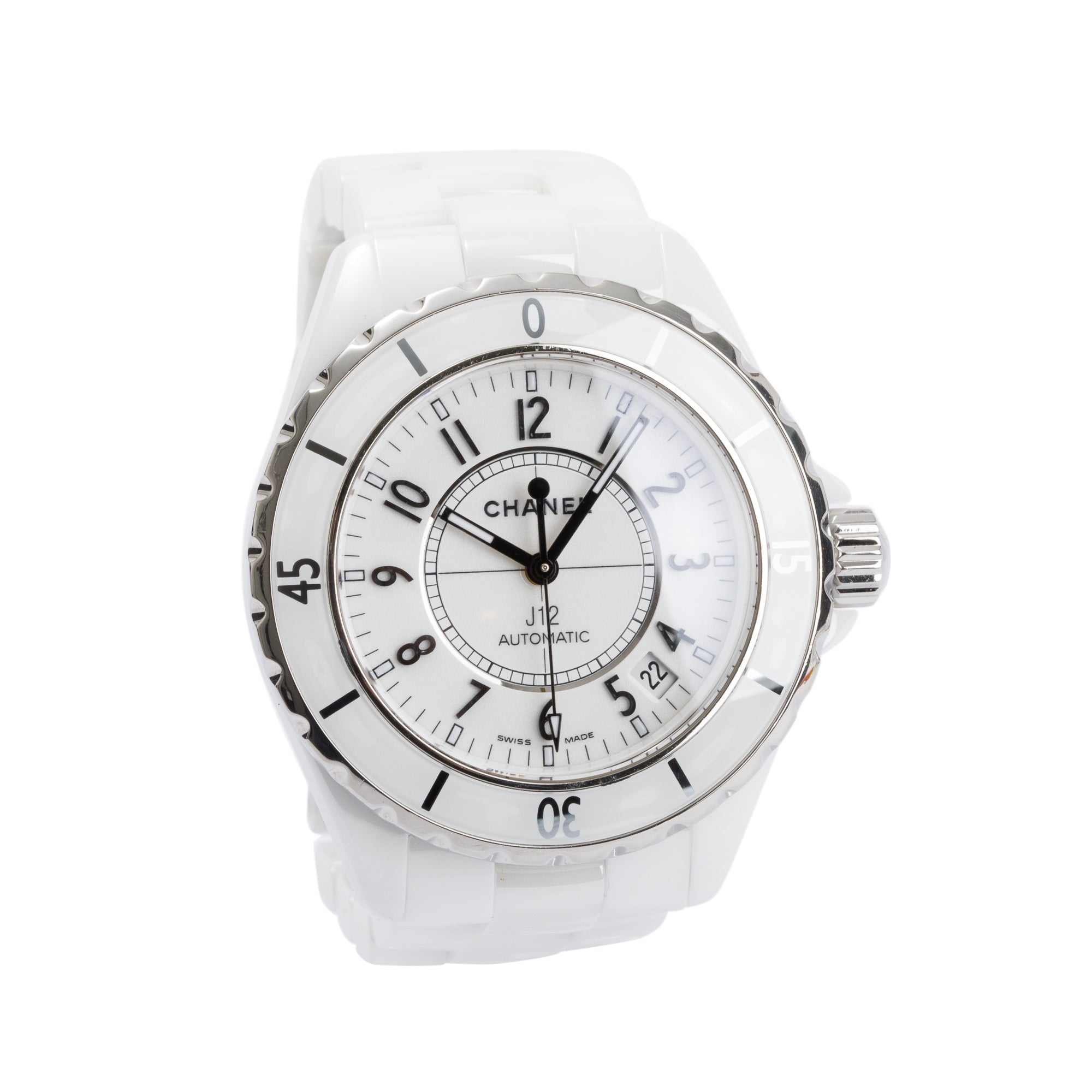 Chanel White Ceramic 39 MM J12 Automatic Watch