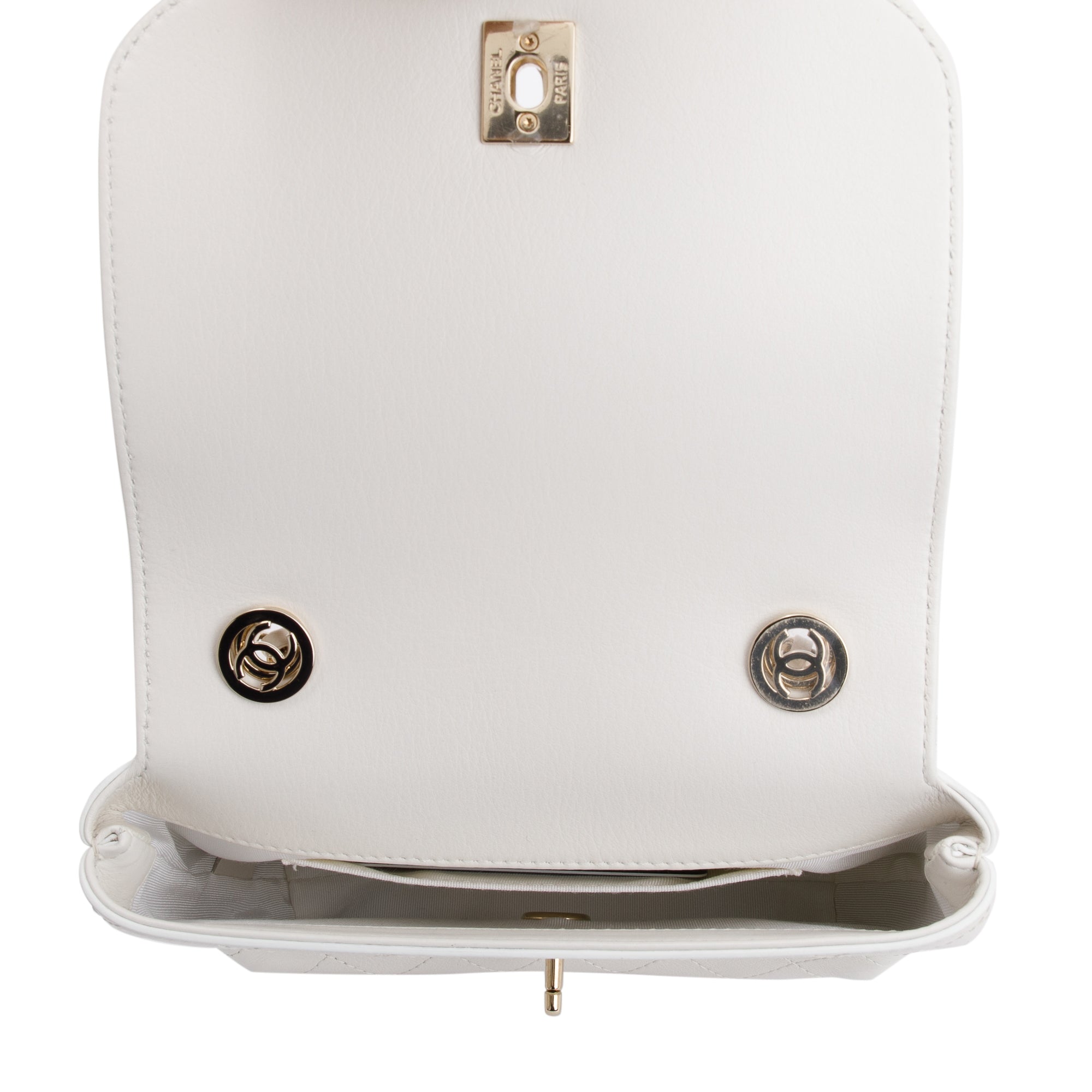 Chanel White Quilted Calfskin Leather CC Flap Crossbody Bag