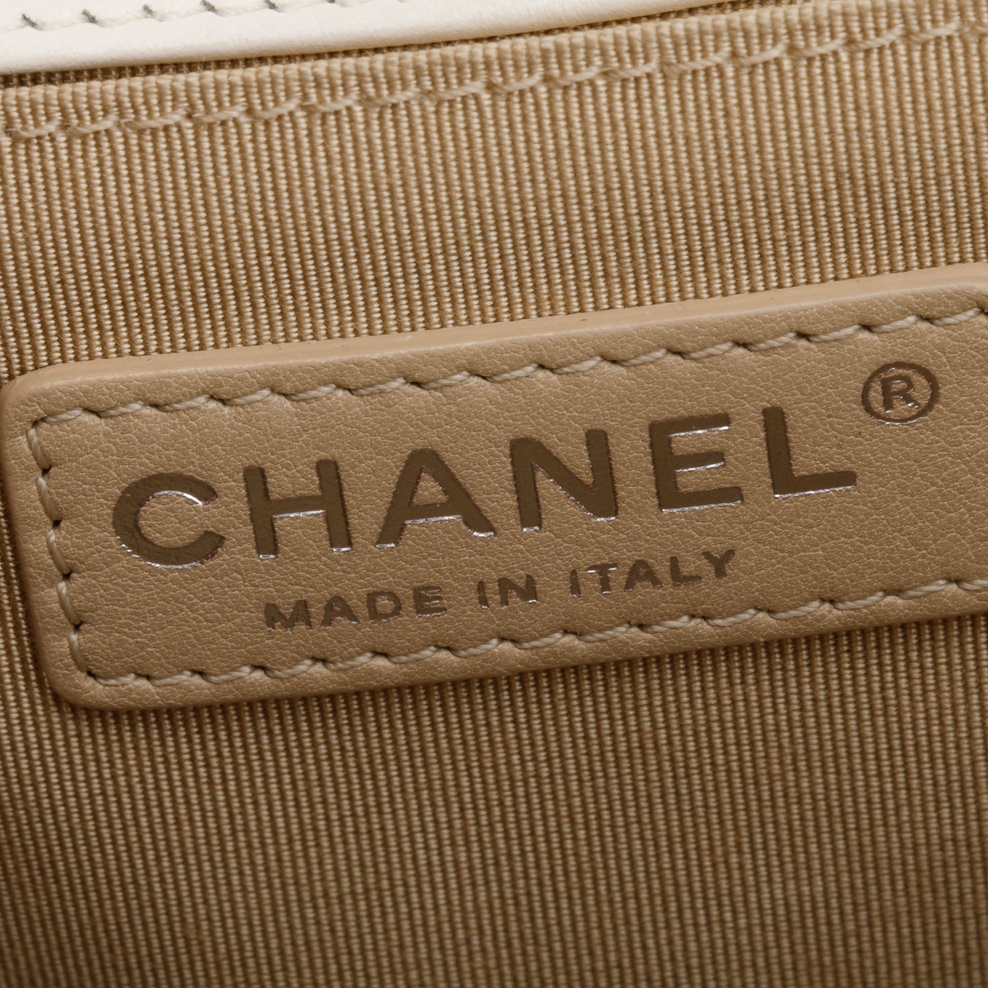 Chanel White Quilted Calfskin Leather Medium Boy Bag