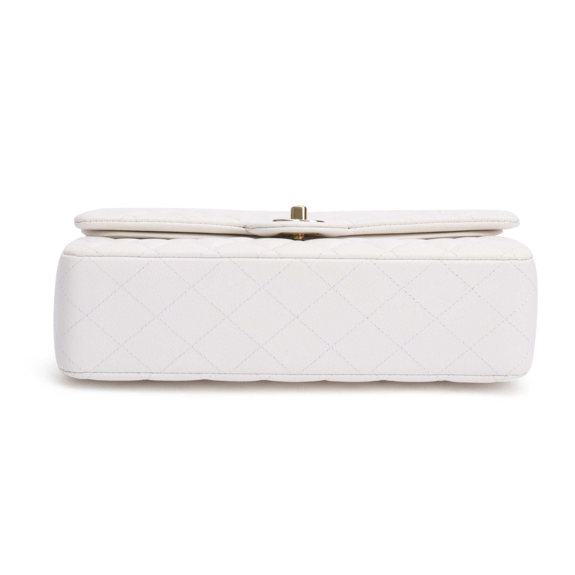 Chanel White Quilted Caviar Leather Classic Medium Double Flap Bag w/ Box