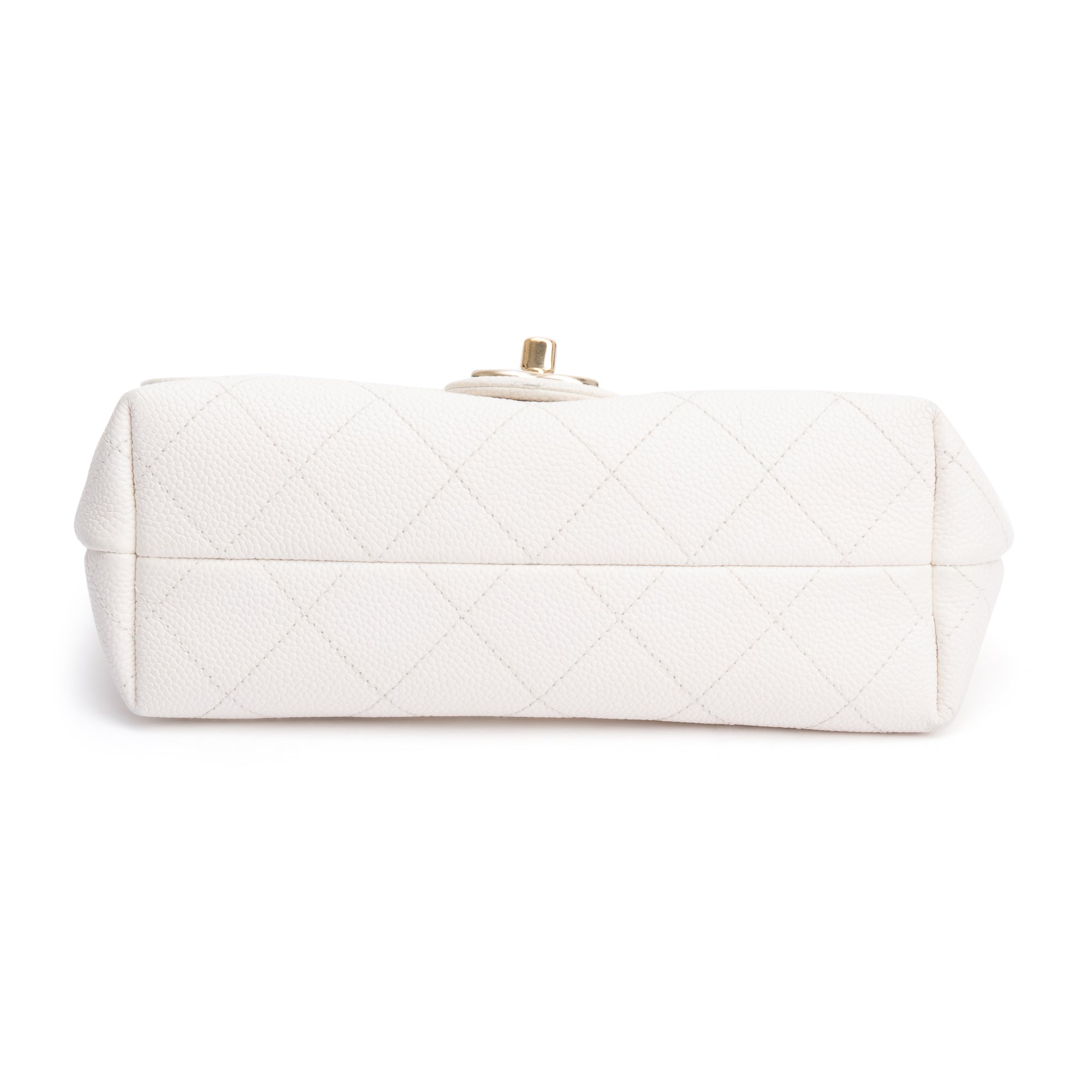 Chanel White Quilted Caviar Leather Small City Walk Flap Bag w/ Authenticity Card