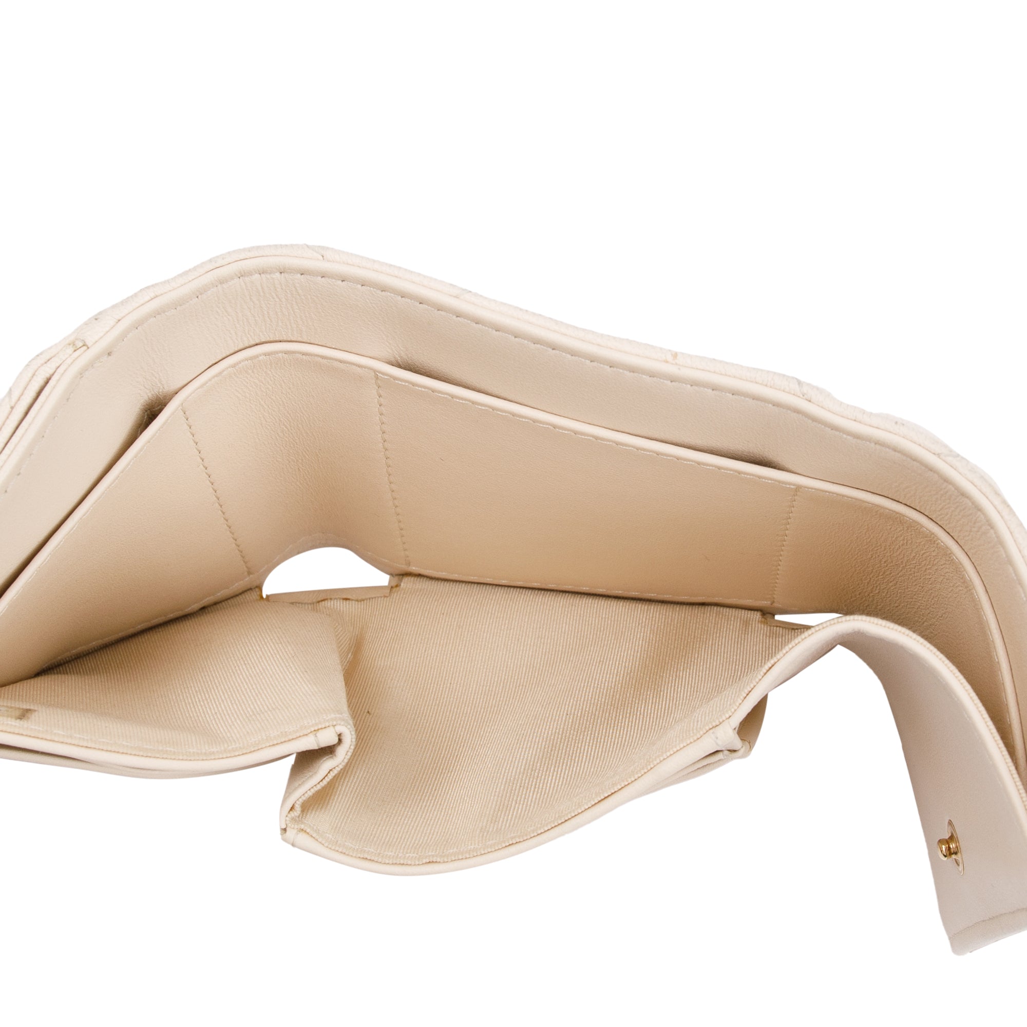 Chanel White Quilted Leather Small 19 Flap Wallet w/ Authenticity Card