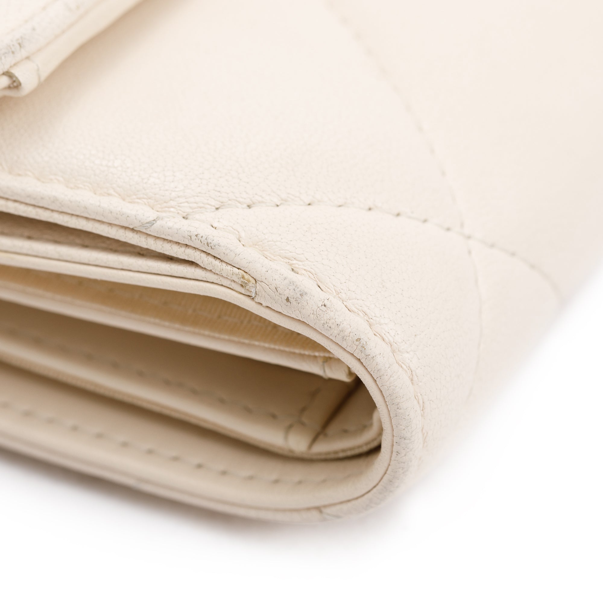 Chanel White Quilted Leather Small 19 Flap Wallet w/ Authenticity Card