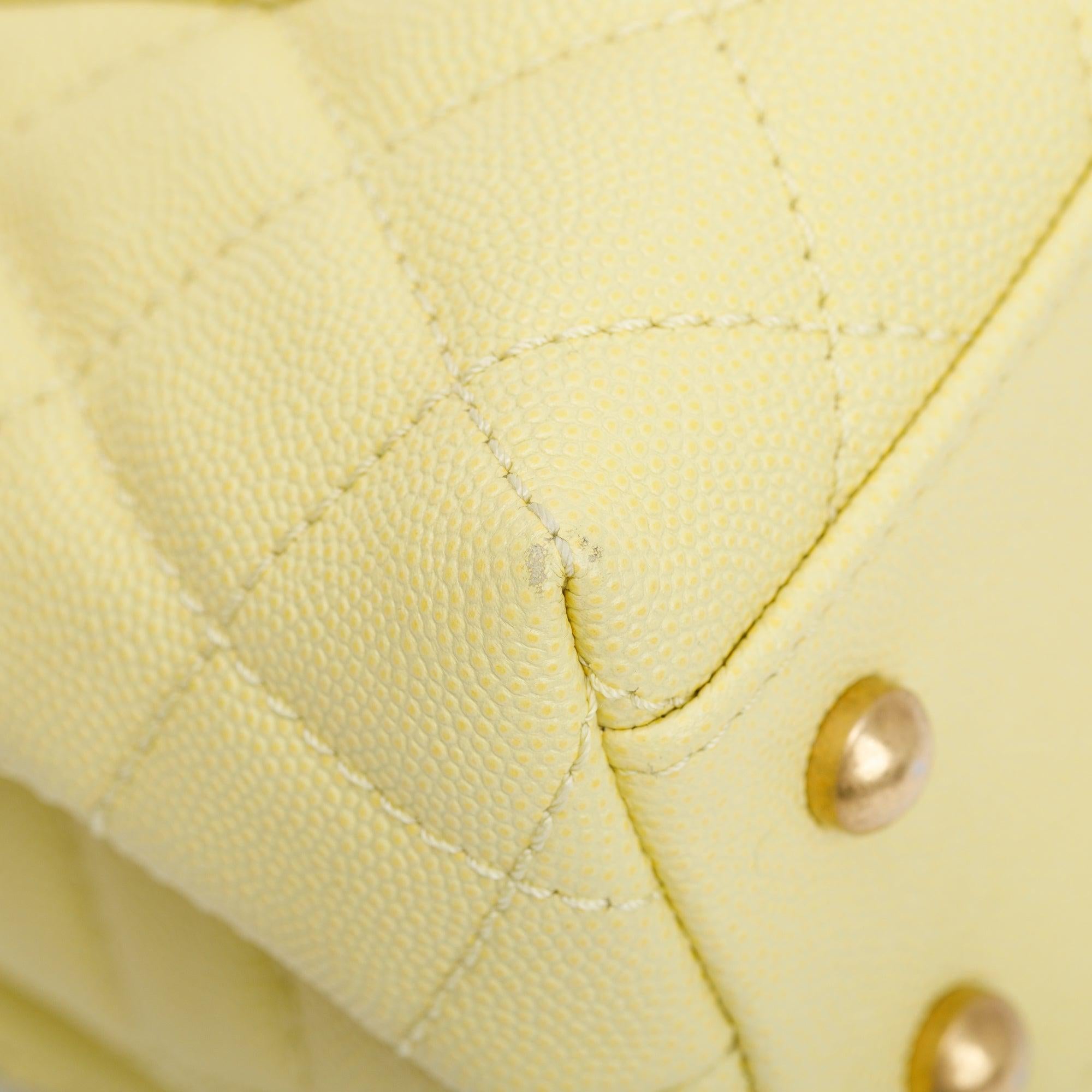 Chanel Yellow Quilted Caviar Leather Small Coco Handle Bag