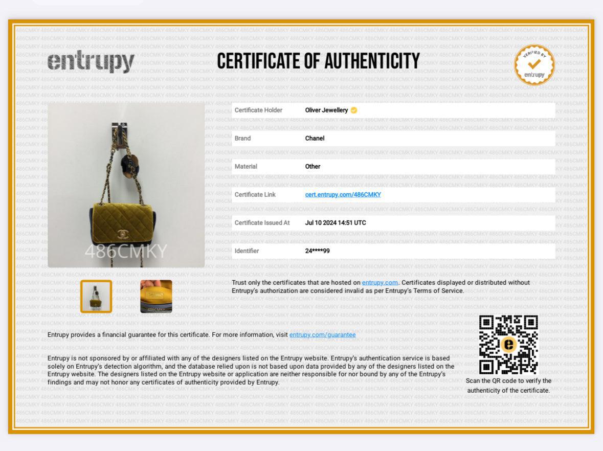 Chanel Yellow/Navy Velvet Private Affair Camellia Small Flap Bag w/ Authenticity Card