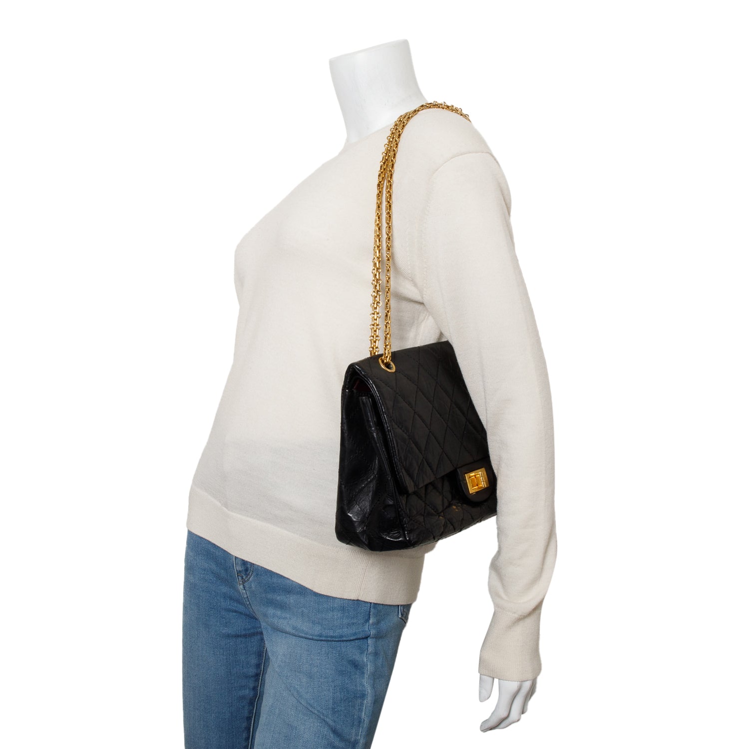 Chanel Black Quilted Calfskin Leather 2.55 Reissue 227 Double Flap Bag