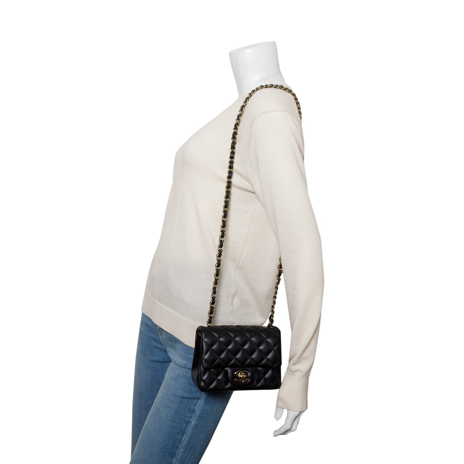 Chanel Black Lambskin Quilted Mini Square Flap