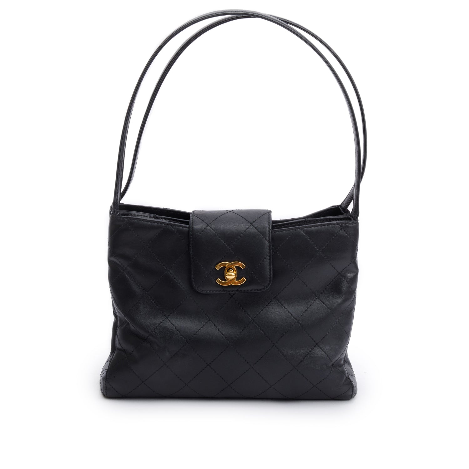 Chanel Black Quilted Calfskin Leather CC Shoulder Bag