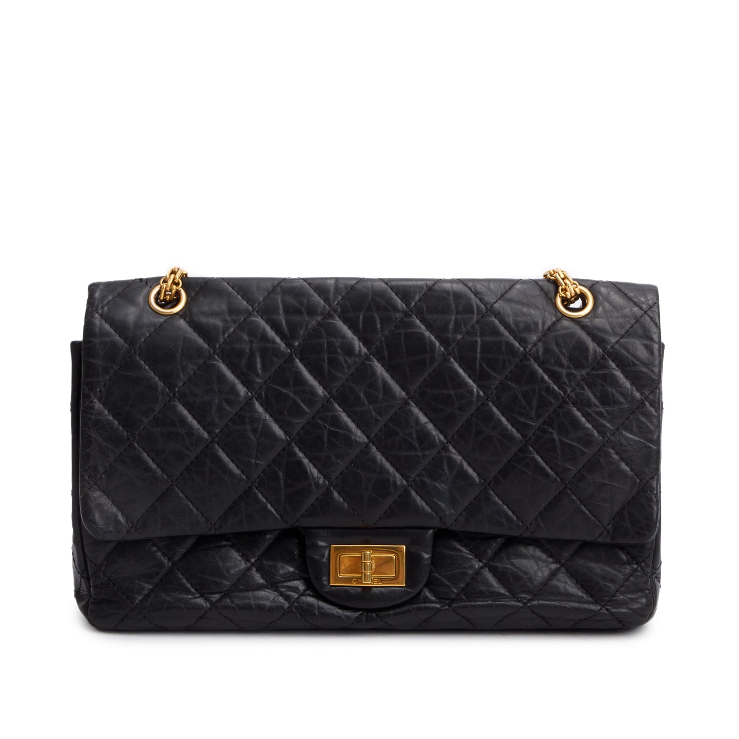Chanel Black Quilted Calfskin Leather 2.55 Reissue 227 Double Flap Bag