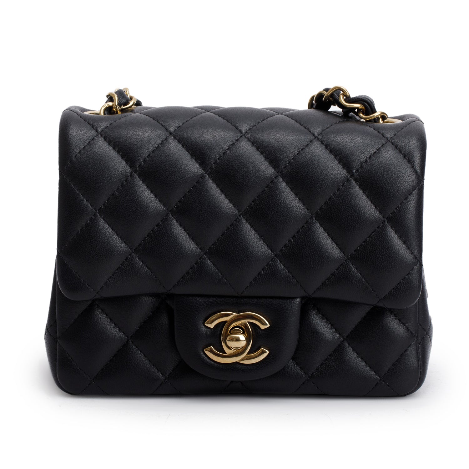 Chanel Black Lambskin Quilted Mini Square Flap