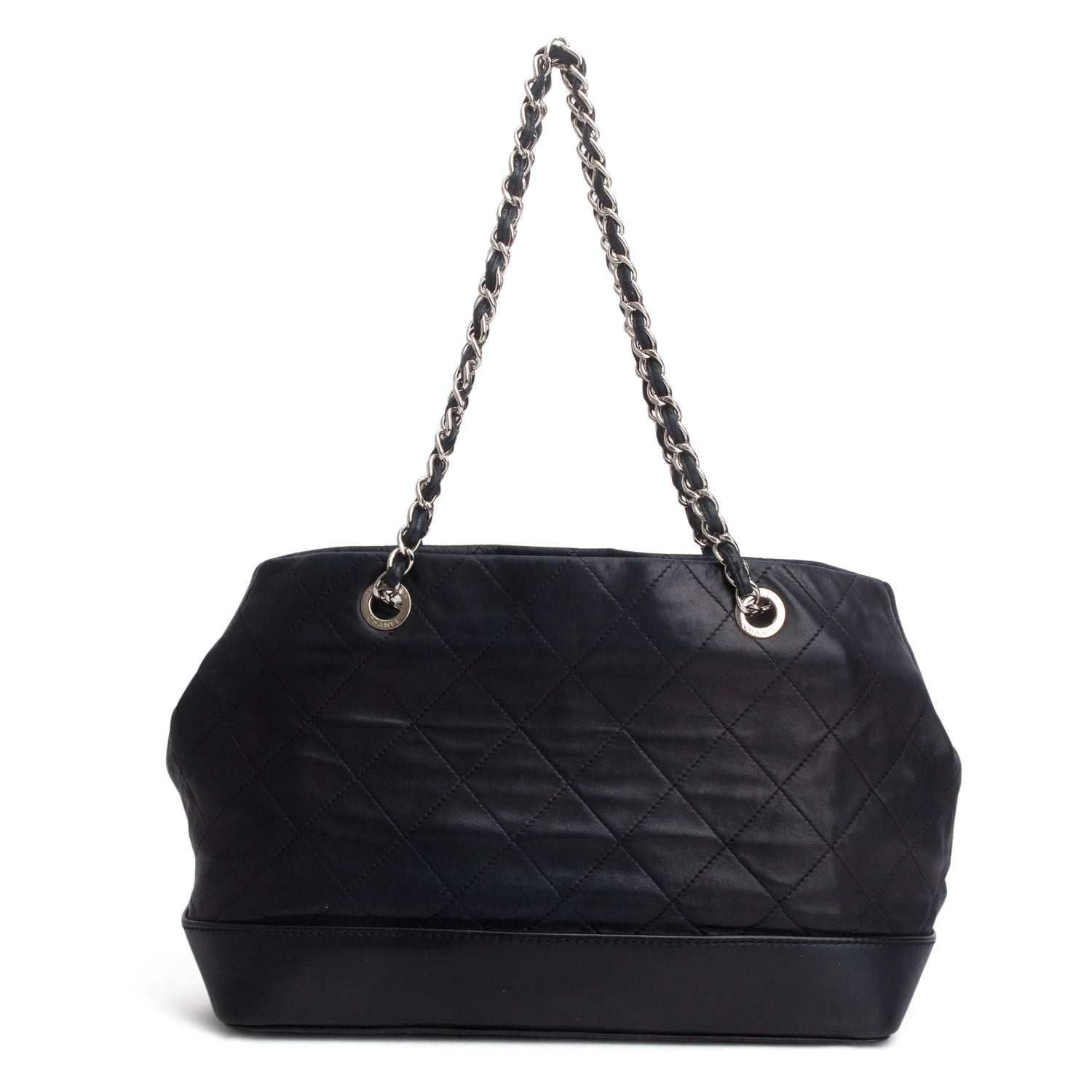 Chanel Black Lambskin Leather CC Soft Charm Tote