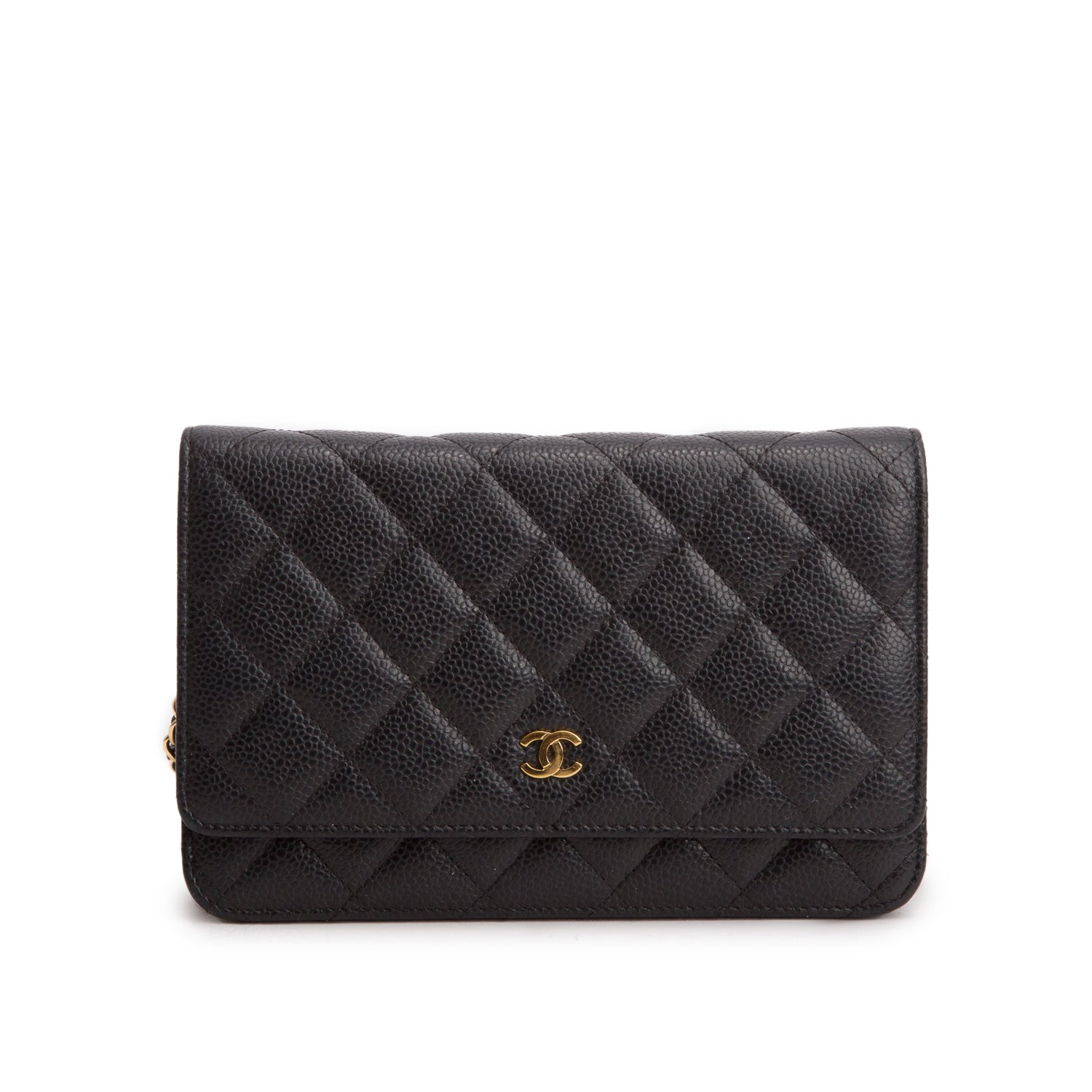 Chanel Black Caviar Quilted Classic Wallet on Chain w/ Box & Authenticity Card