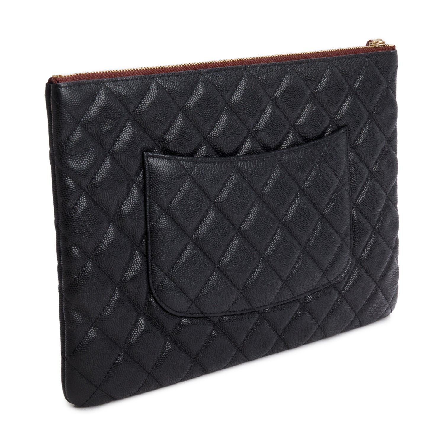 Chanel 2021 Black Caviar Quilted O-Case w/ Authenticity Card