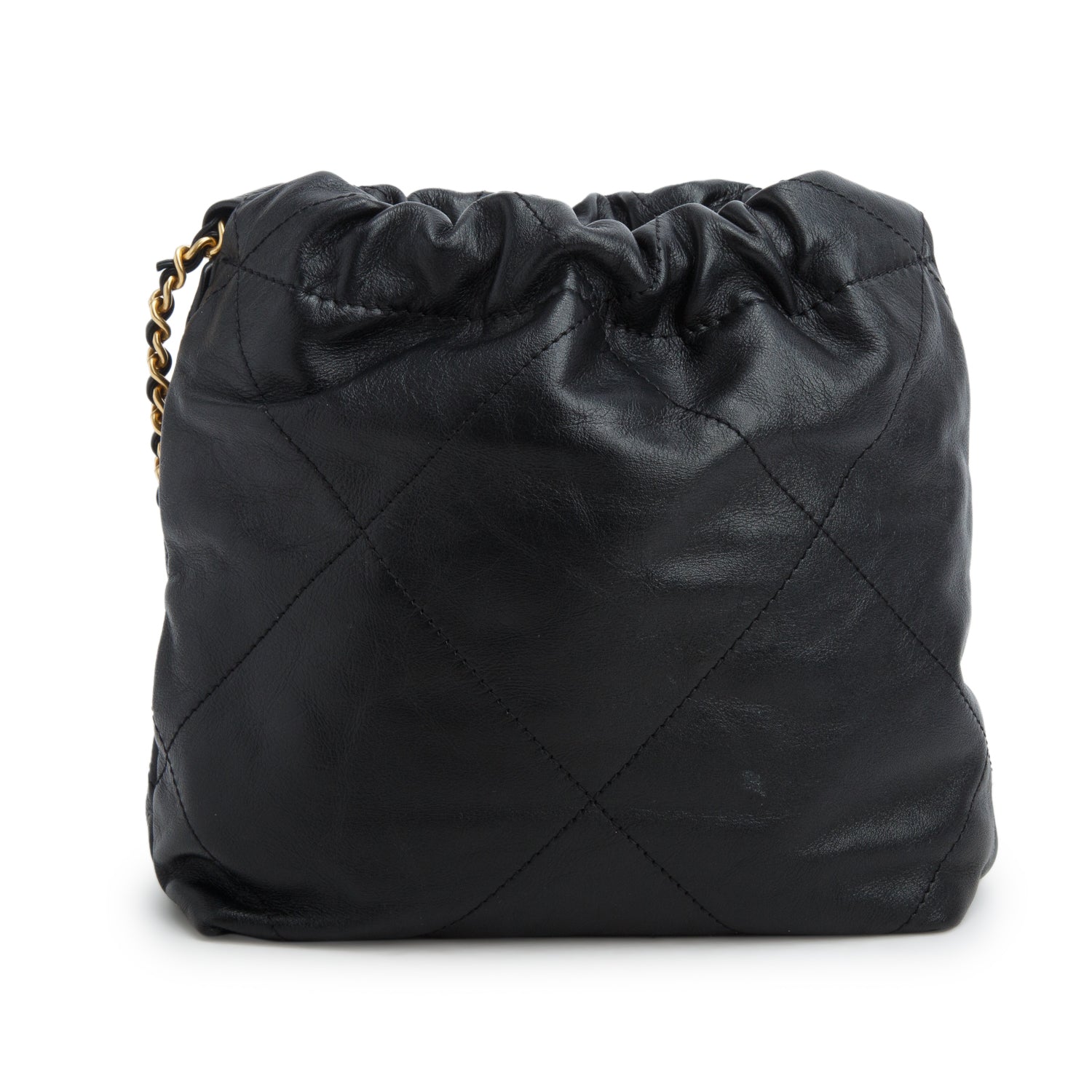 Chanel Black Shiny Calfskin Quilted Pearl CC Chain Mini Chanel 22
