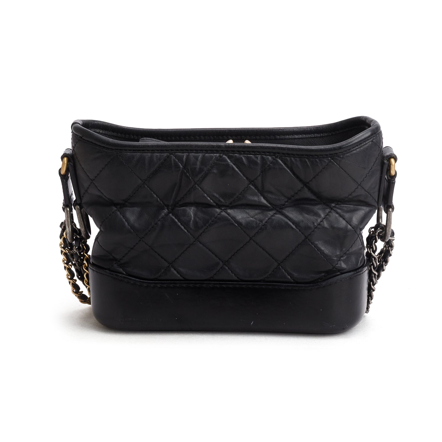 Chanel Black Aged Calfskin Leather Small Gabrielle Hobo