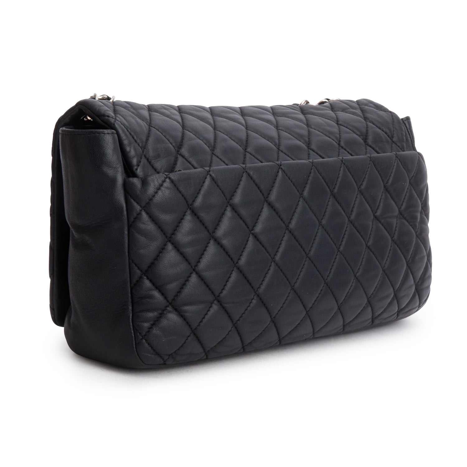 Chanel Black Lambskin Quilted Jumbo Coco Rain Flap