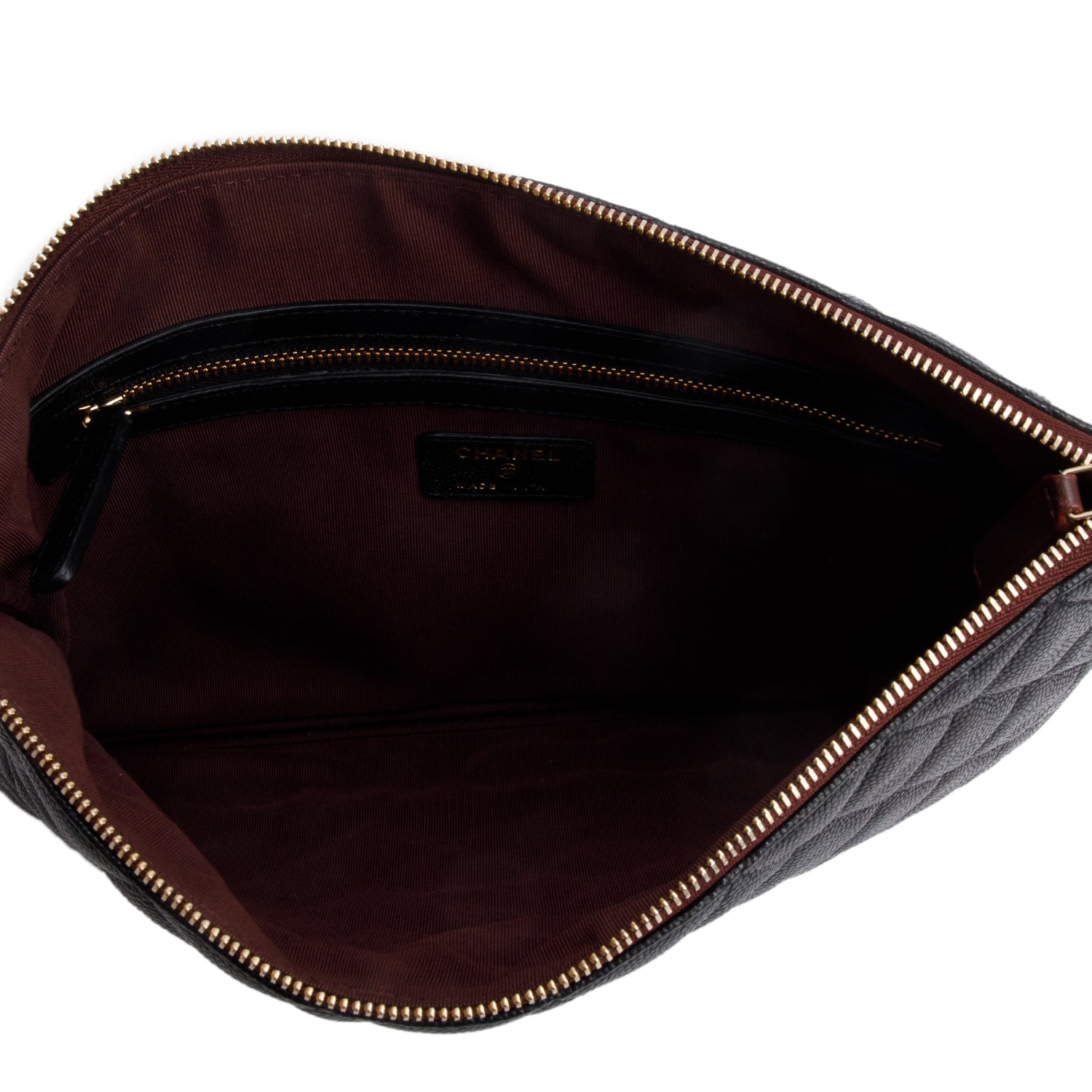 Chanel 2021 Black Caviar Quilted O-Case w/ Authenticity Card