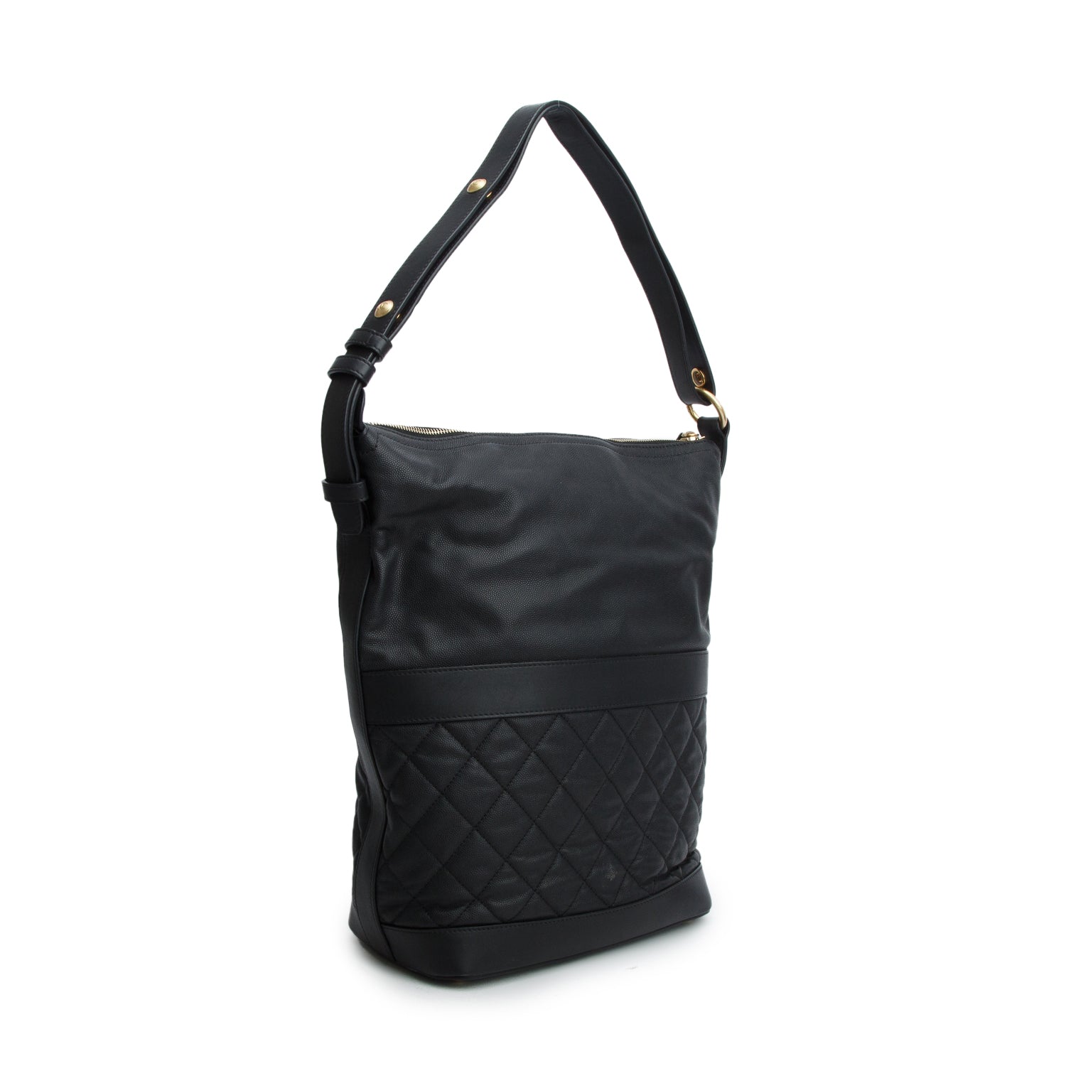 Chanel Black Caviar Lambskin Quilted Casual Style Hobo