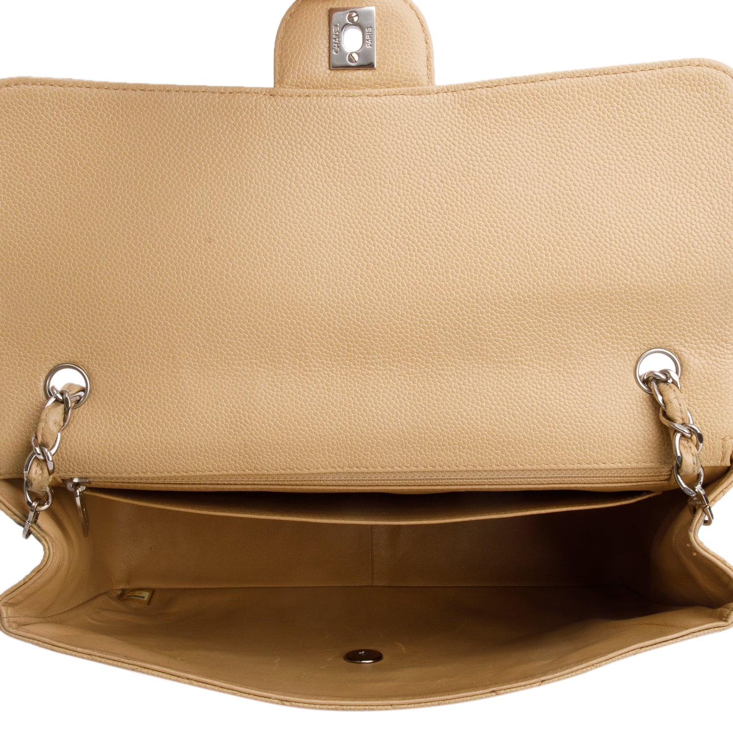 Chanel Beige Caviar Jumbo Square Single Flap Bag