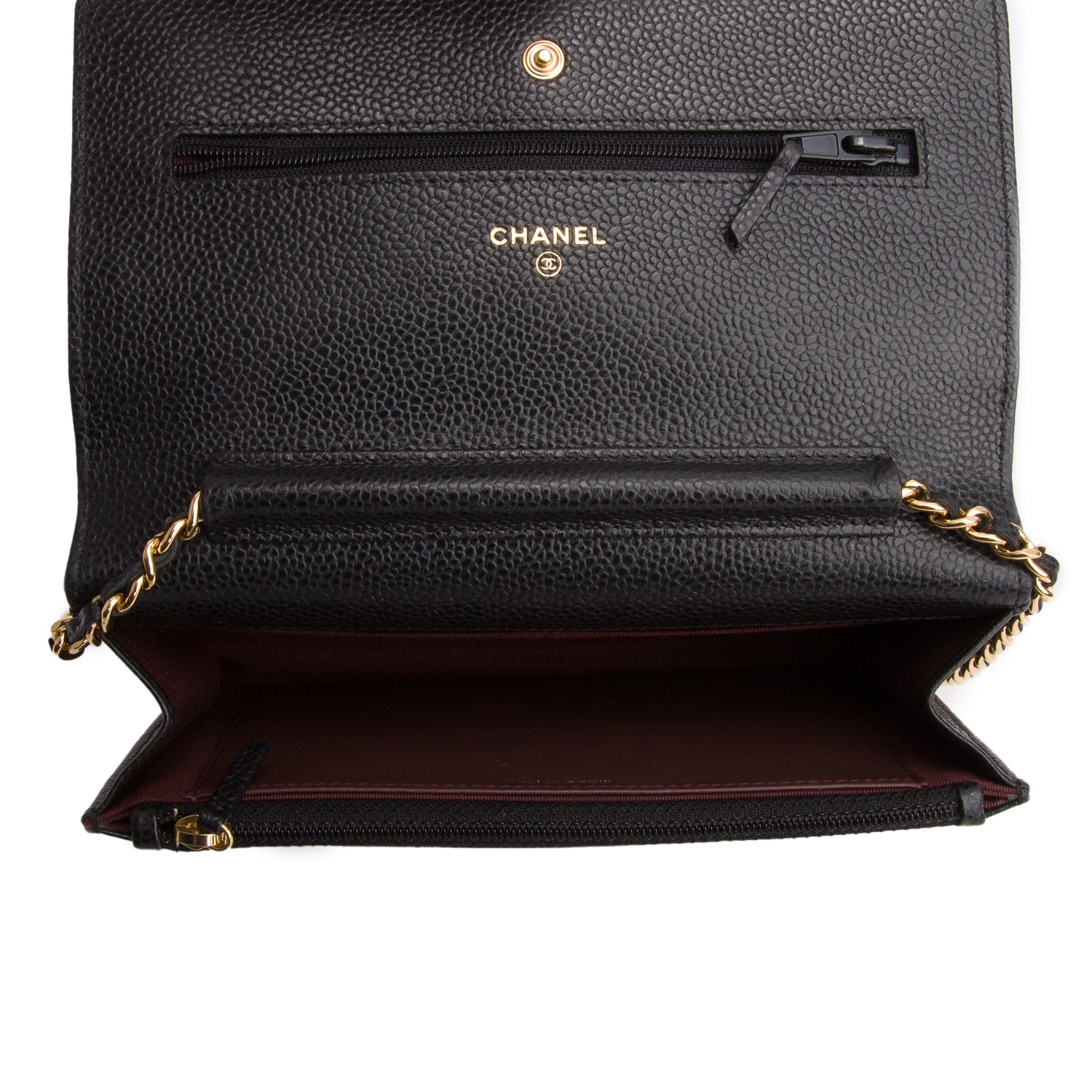 Chanel Black Caviar Quilted Classic Wallet on Chain w/ Box & Authenticity Card