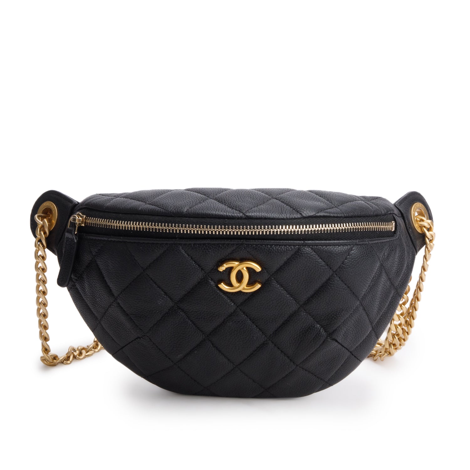 Chanel Black Caviar Quilted Sweetheart Belt Bag