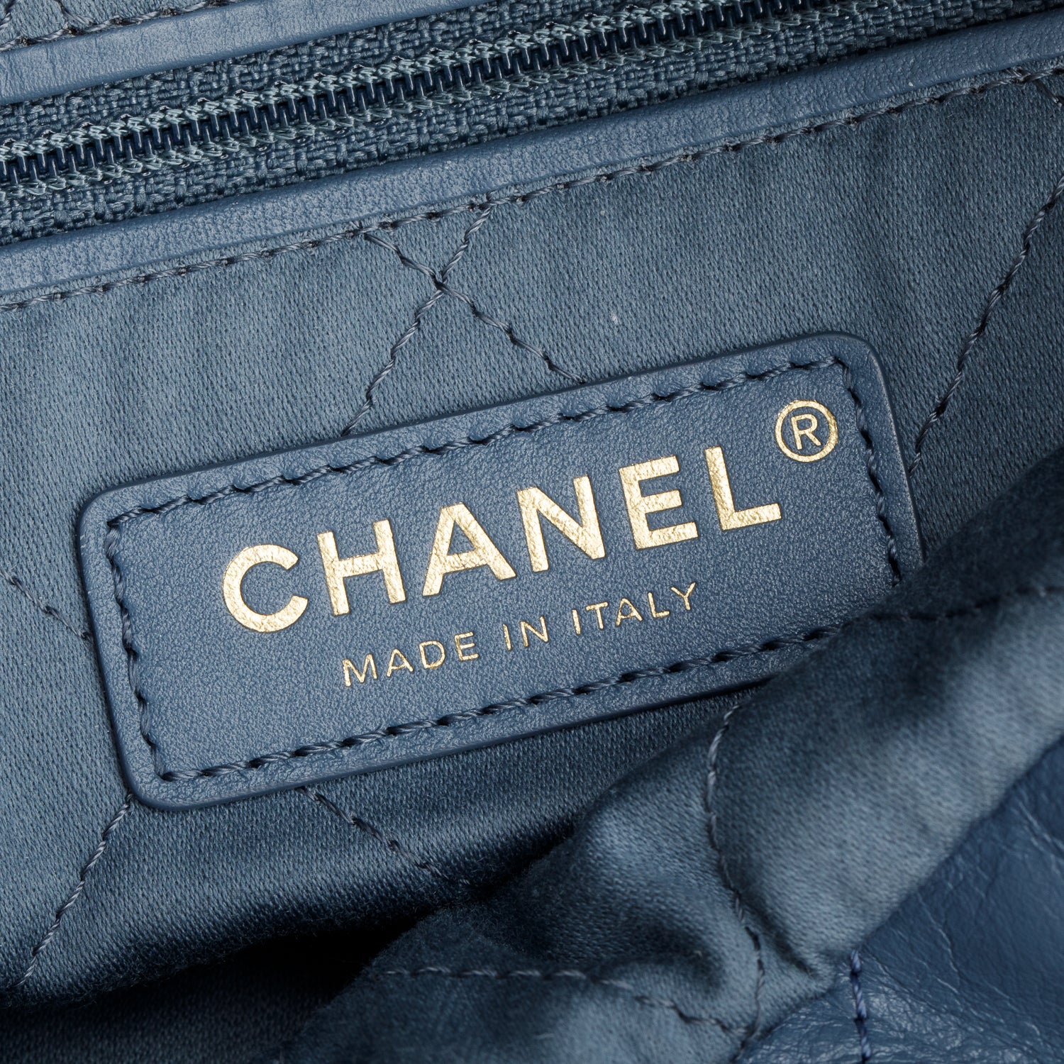 Chanel Blue Shiny Calfskin Leather Small Chanel 22 Hobo w/ Pouch